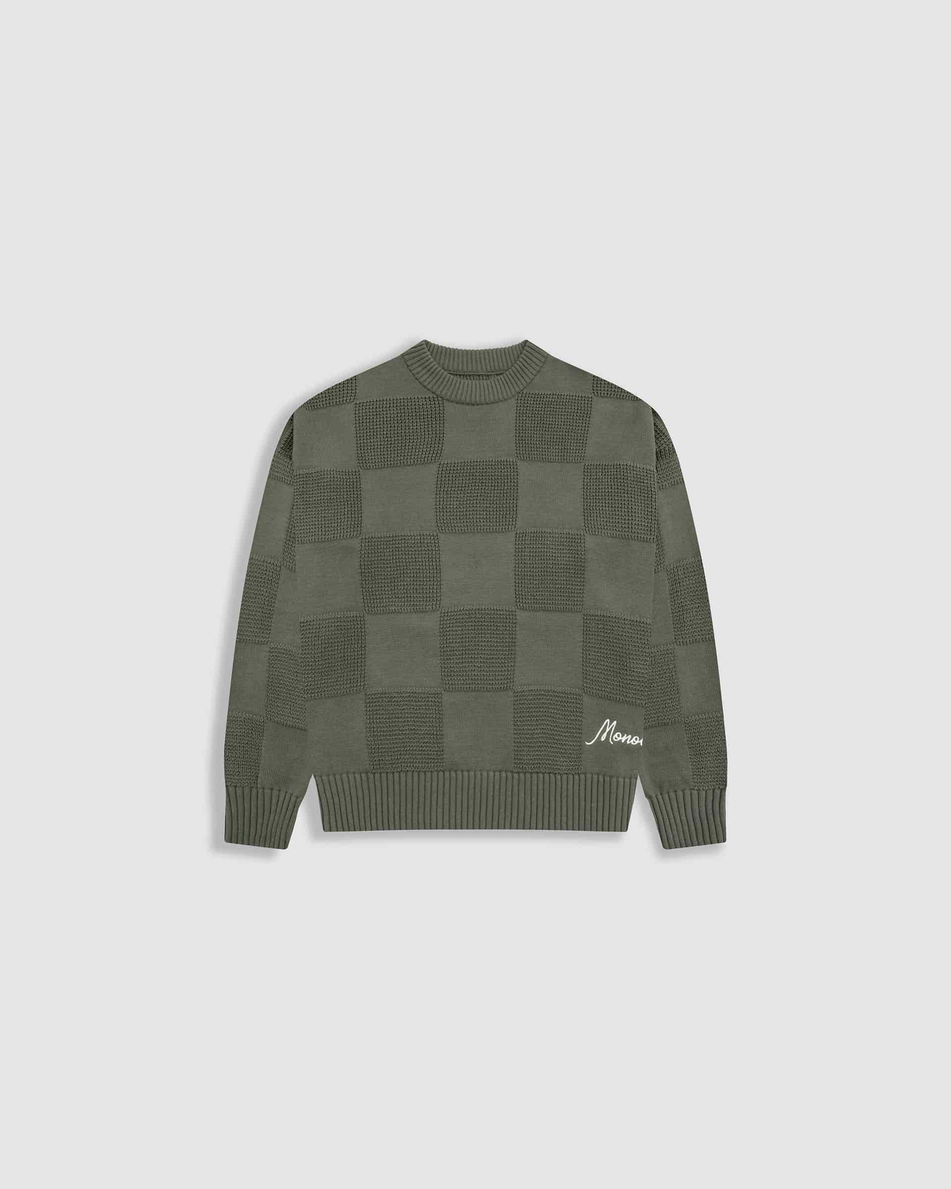 Checkered Knitwear Sweater - Verde Oliva - miniatura 1