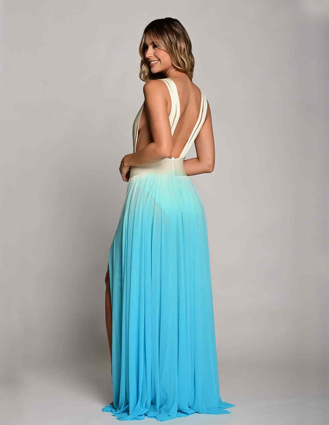 Vestido Equinoccio Ivory + Turquoise - miniatura 2