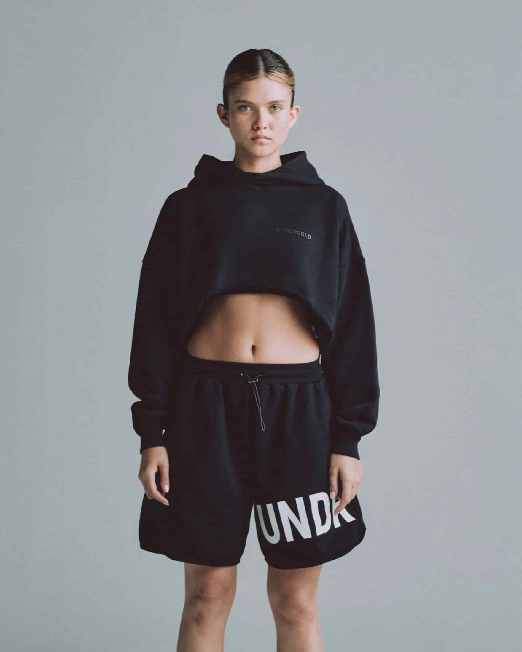 Line Logo Cropped Hoodie Black - miniatura 2