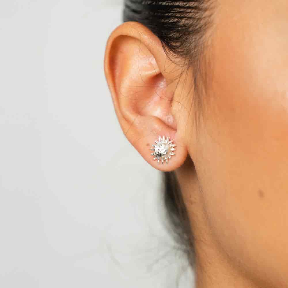 Aretes Sol de Rumbo Plateado - miniatura 2