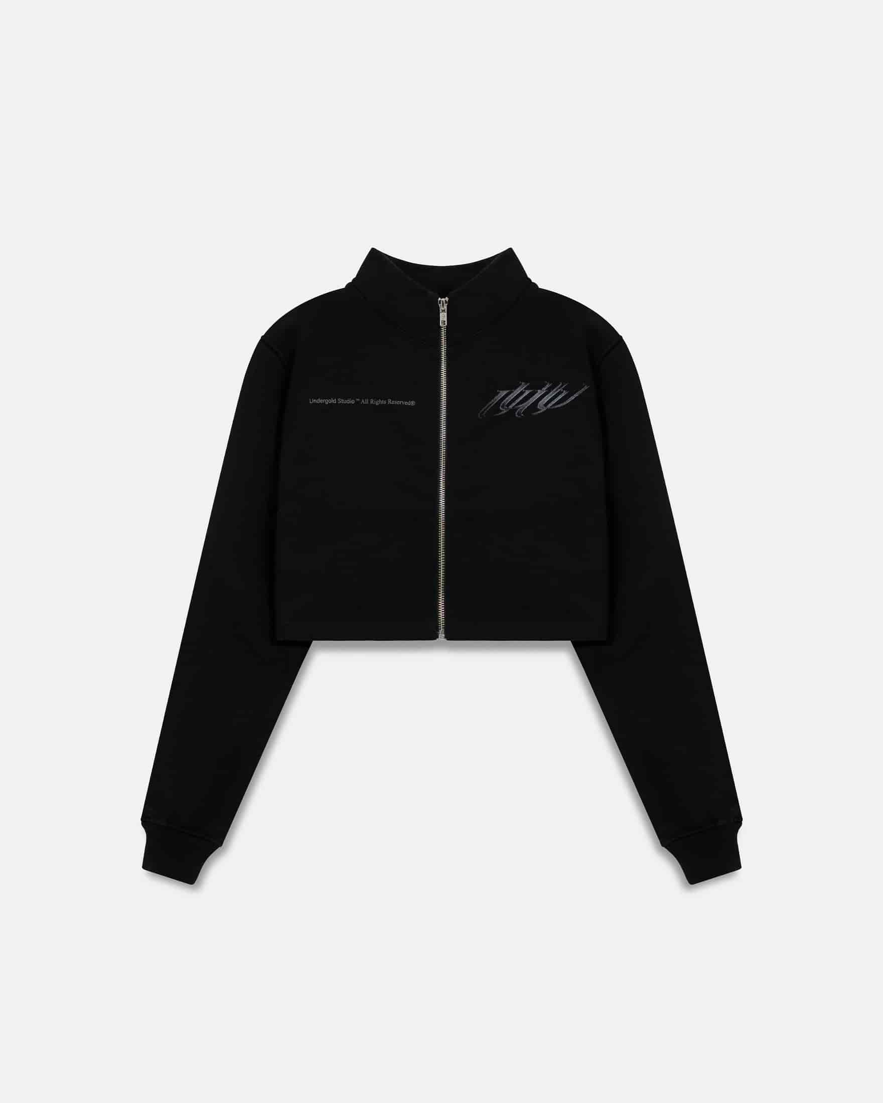 W Spring Unity Zip Up Slim Fit Crewneck Black - miniatura 1