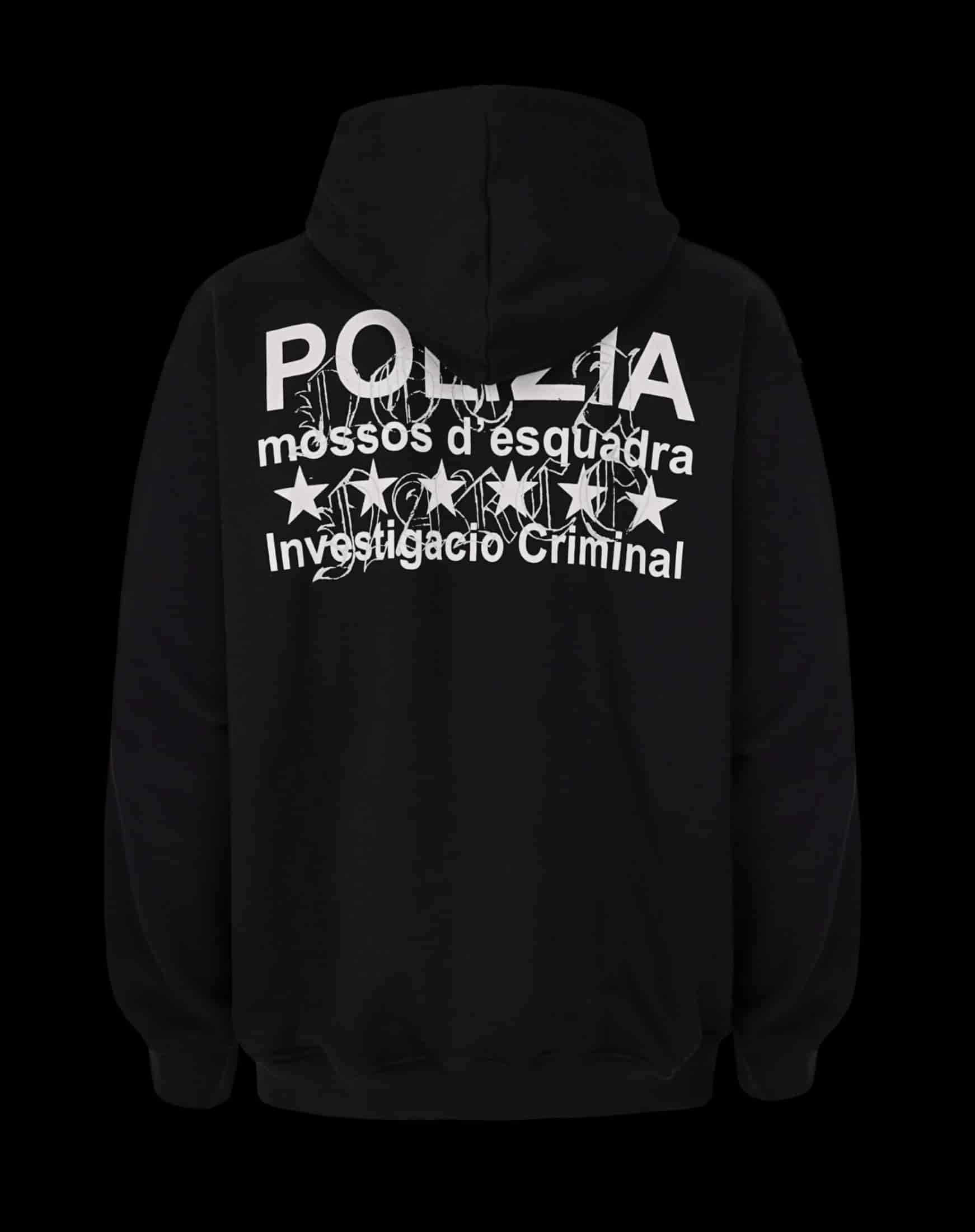 POLIZIA BLACK ZIPPER HOODIE - miniatura 1