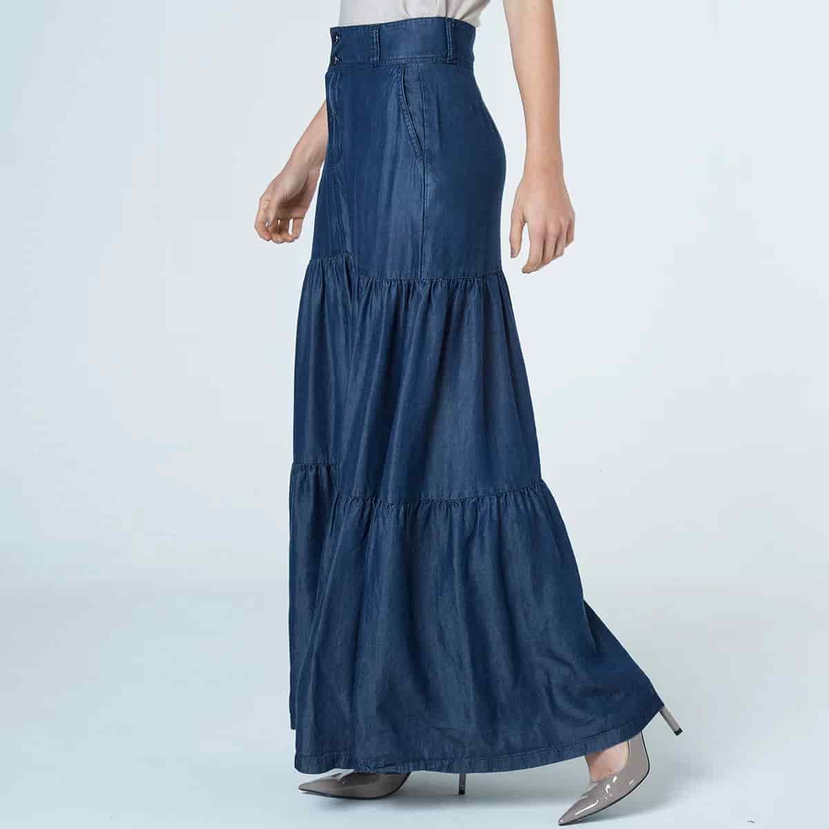 Falda Larga Denim Drk - miniatura 3