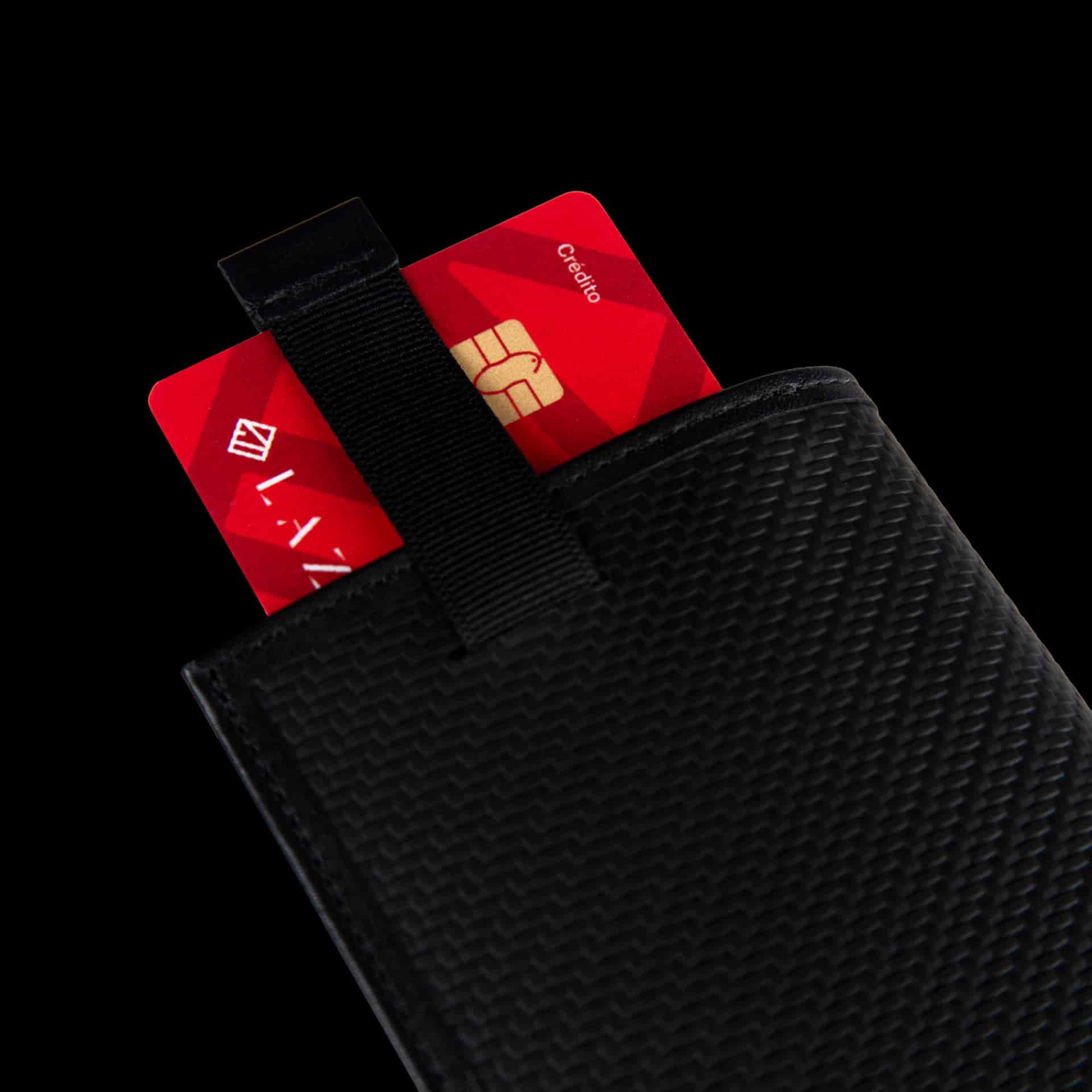 Billetera Compact con Clip (Carbono-Negra-Roja) — Con Grabado de Iniciales - miniatura 4