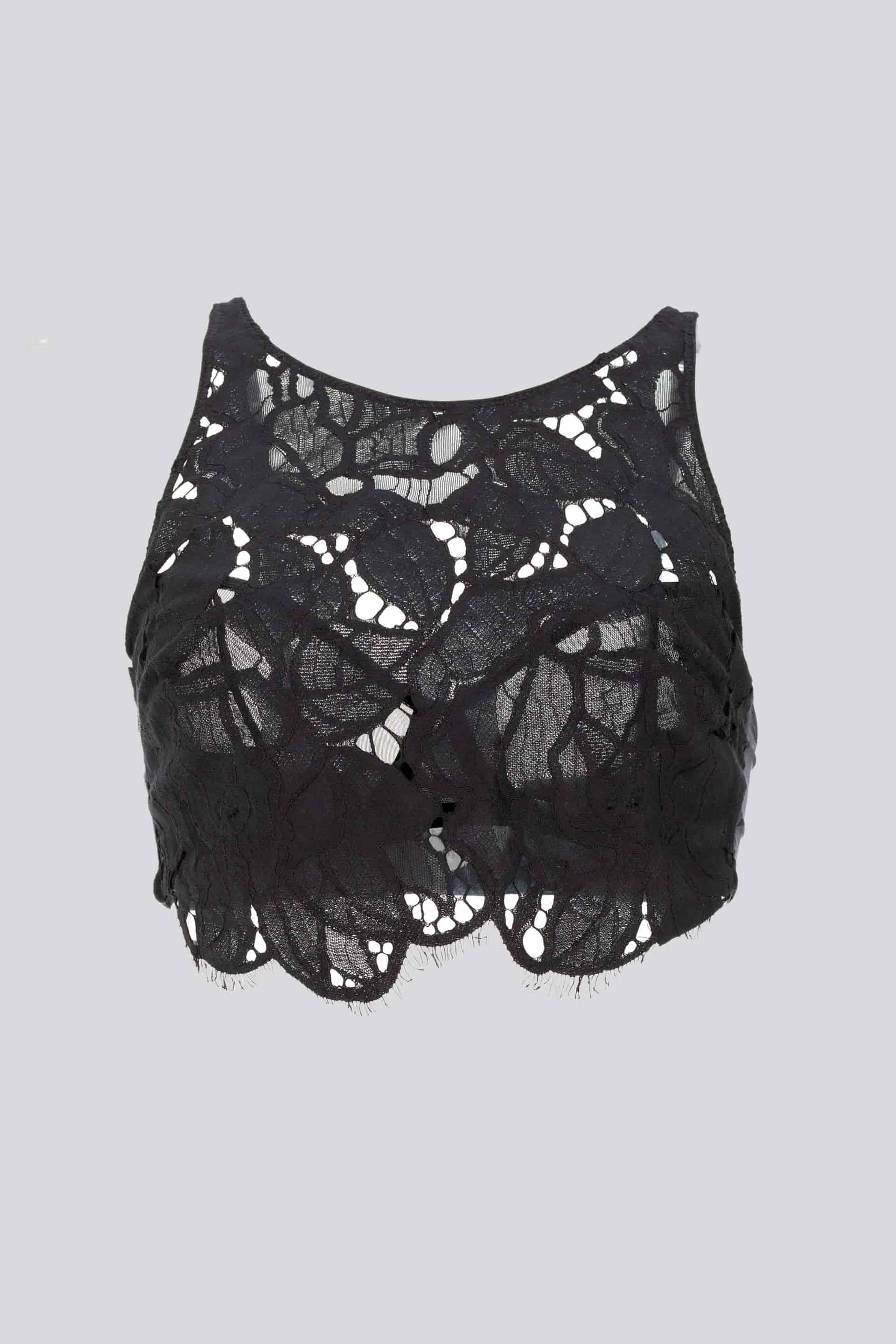 BRASIER HALTER CON ARO ELLIPSE ENCAJE ALGODÓN NEGRO - miniatura 2