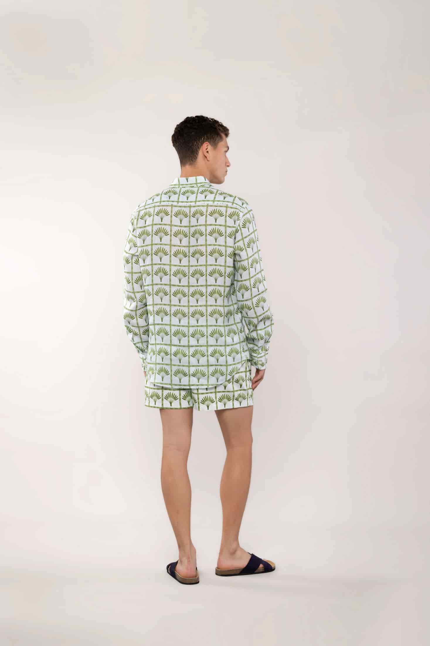 Men's linen shirt green palmar - miniatura 4