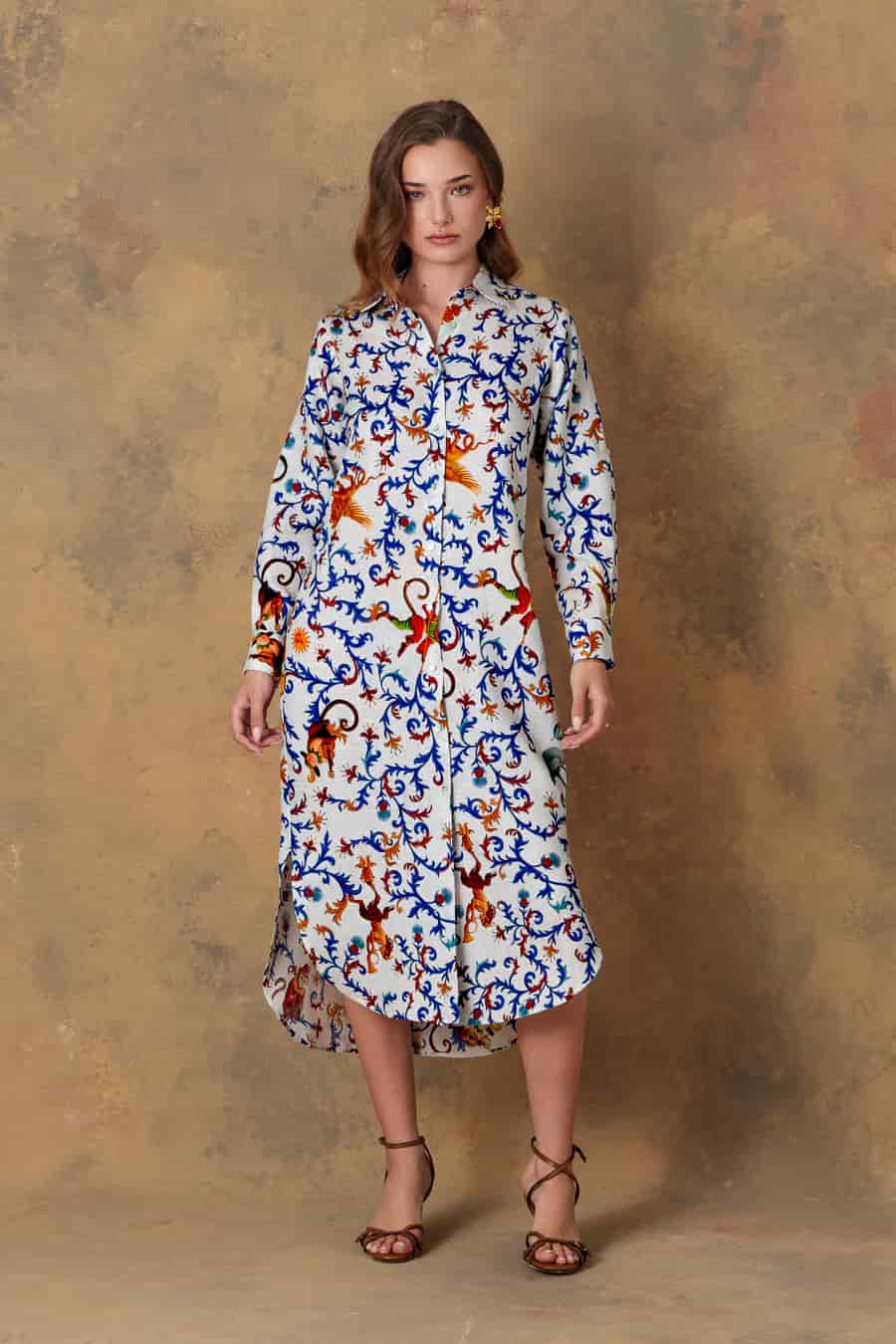 Women's dress linen chiron white - miniatura 5