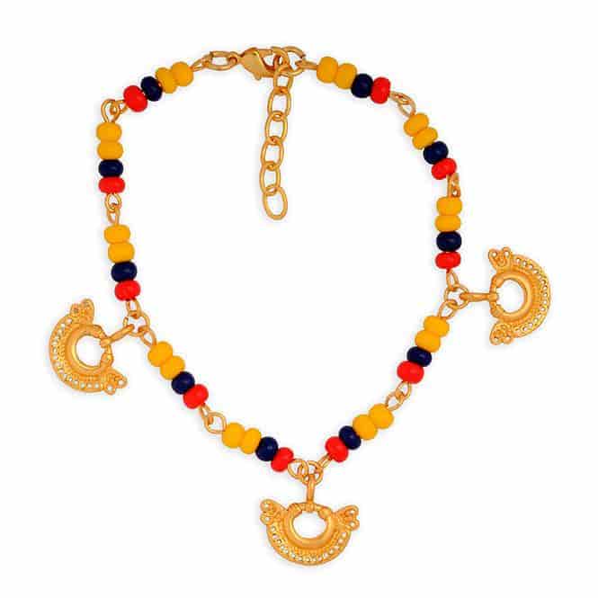 Pulsera colombia con 3 dijes nariguera serpiente de dos cabezas tairona - miniatura 1