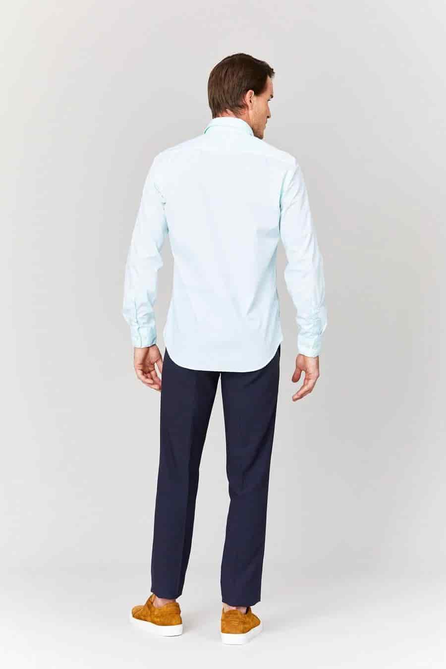 Men's cotton shirt sky blue muslin - miniatura 6
