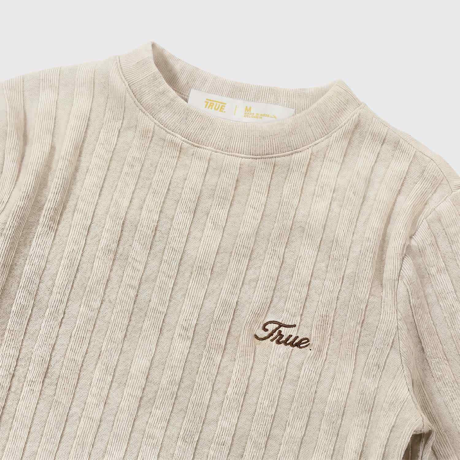 Slim Ribbed Long Sleeve - Washed Cream - miniatura 4