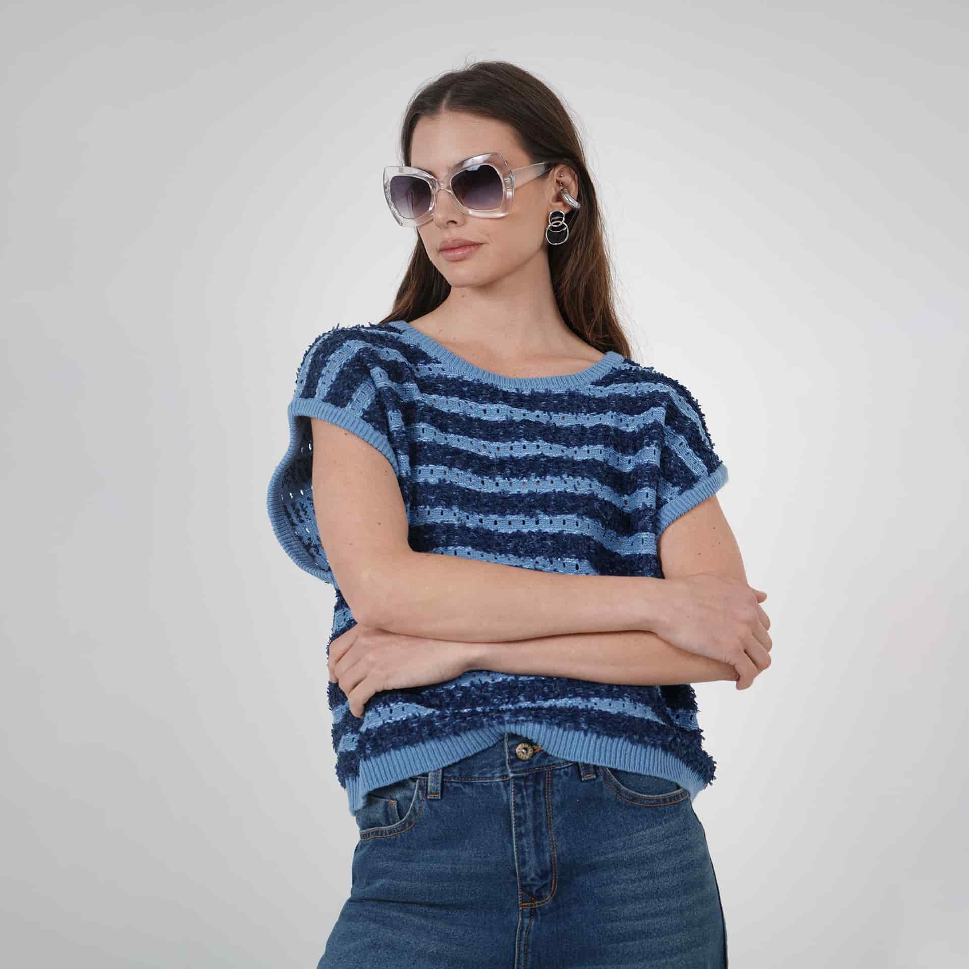 Sweater tipo chaleco oversize estampado - miniatura 1
