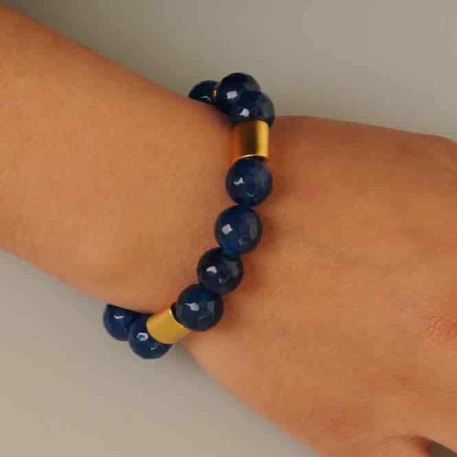 Pulsera Pidera Semipreciosa Ágata Azul 12mm - miniatura 2