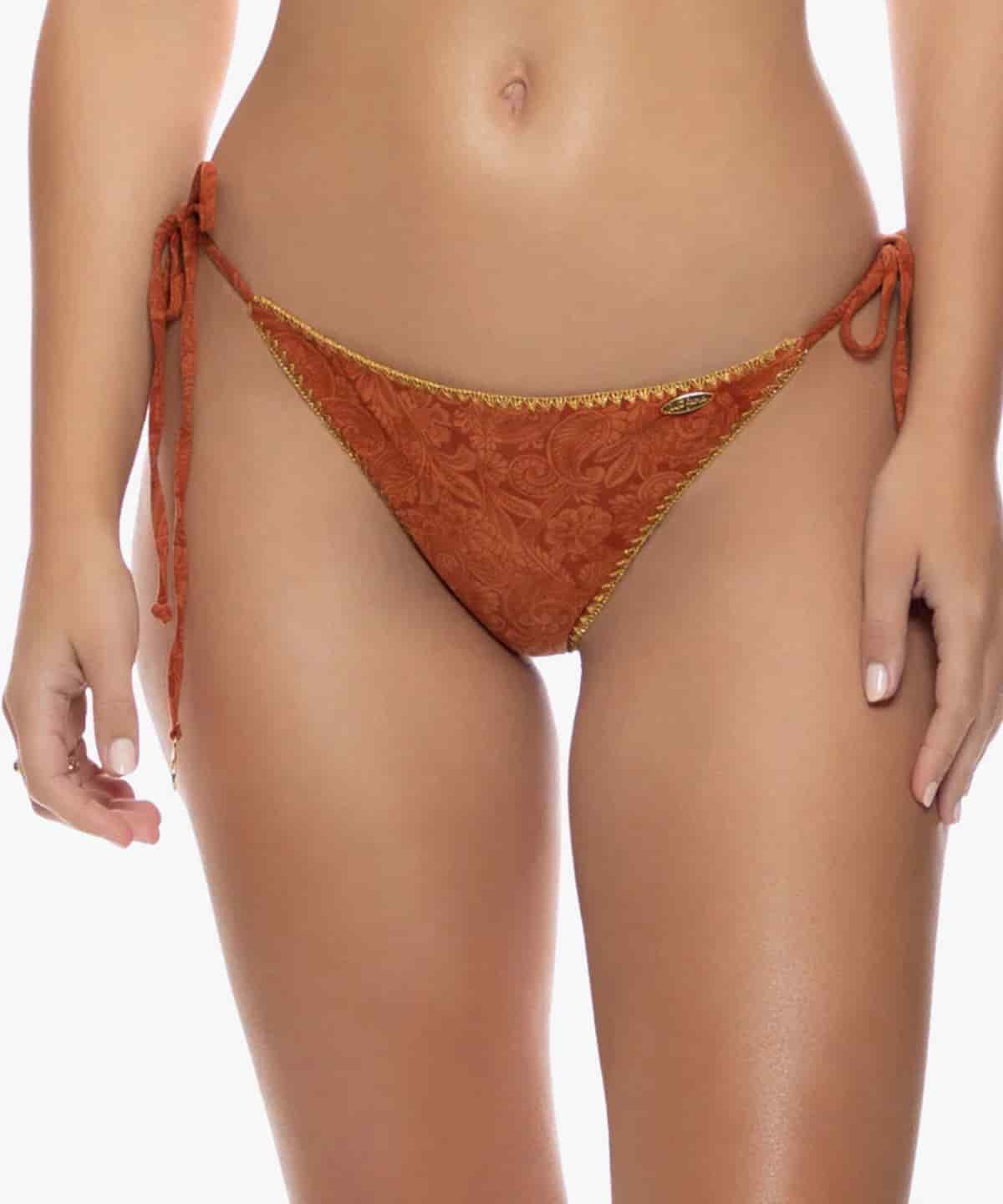 Bungalow Babe Luxe Titch Seamless Wavy Ruched Back Brazilian Tie Side Bottom - miniatura 1
