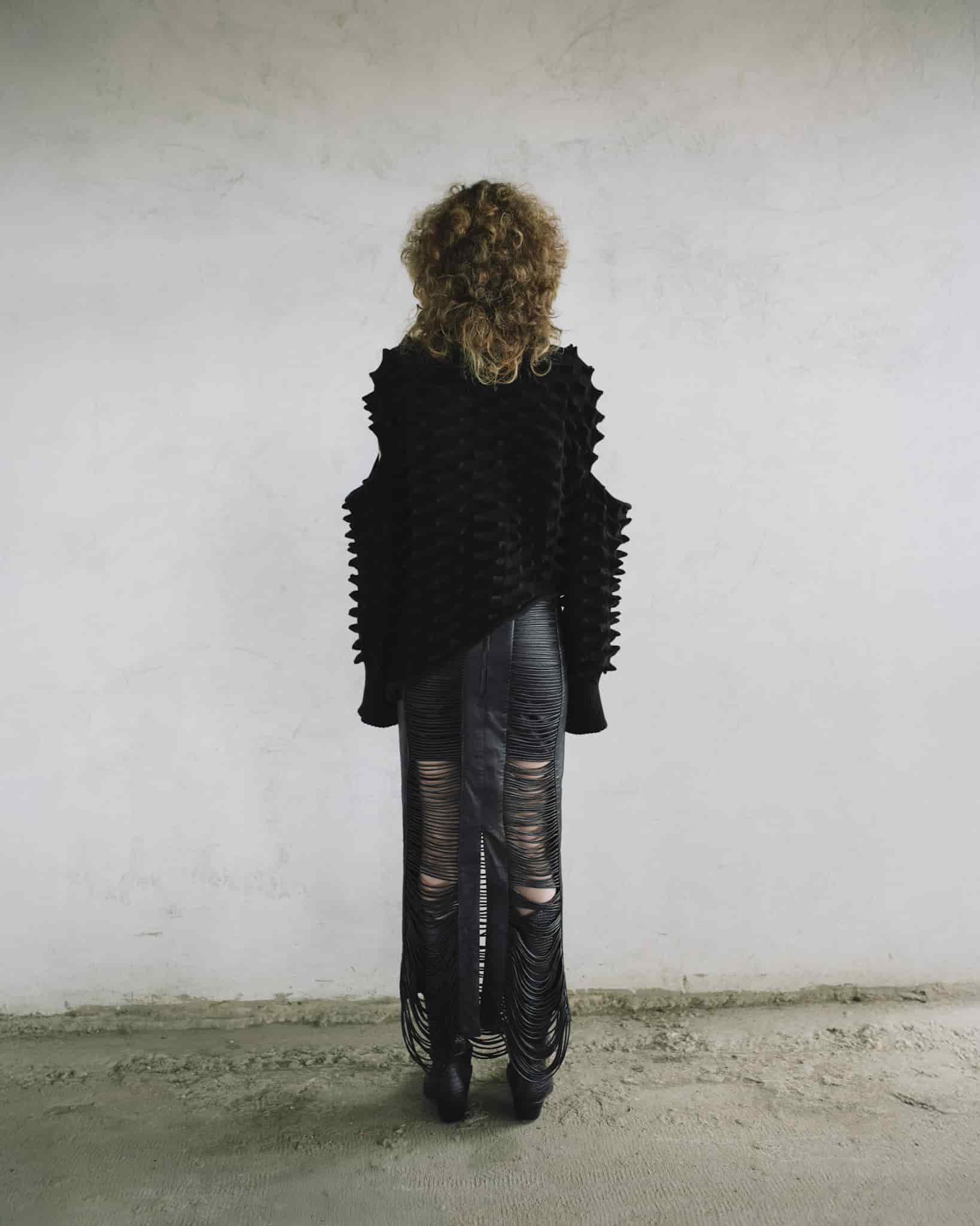 LEATHER SNAKE-LIKE CORD SKIRT - miniatura 4