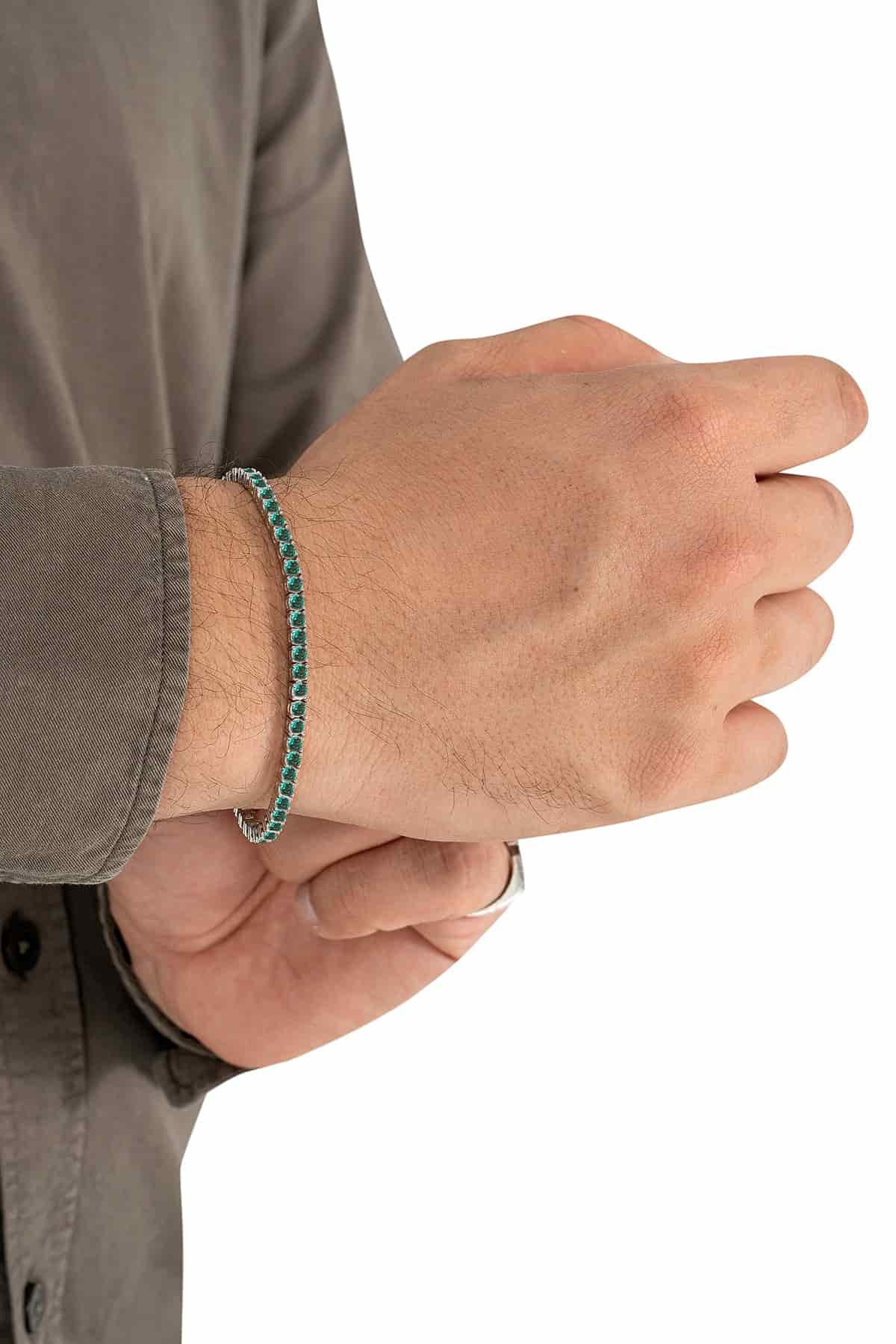 THE TRACE BRACELET | PULSERA EN PLATA LEY 925 Y ESMERALDAS - miniatura 2