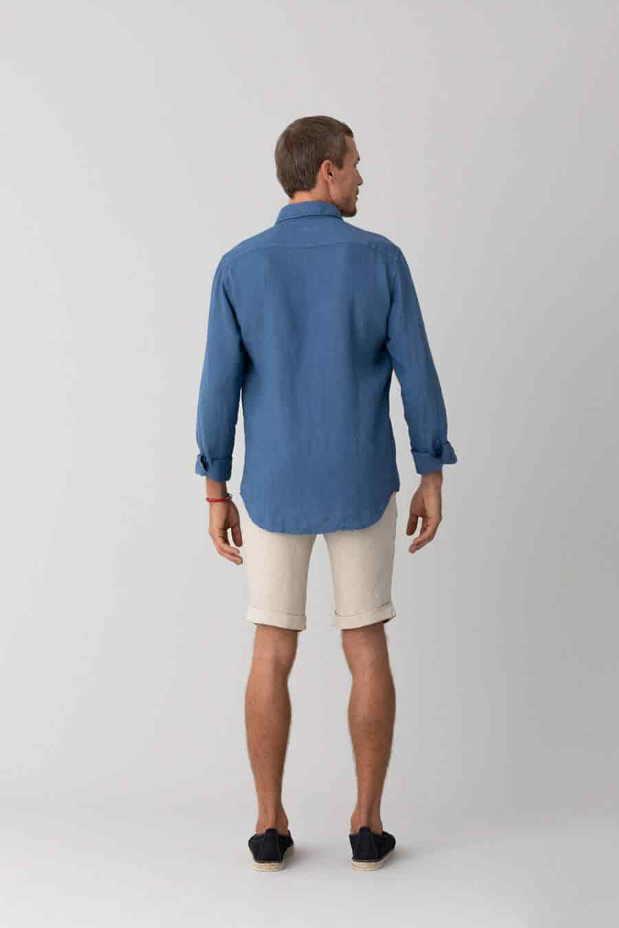 Men's linen shirt jeans basic - miniatura 4