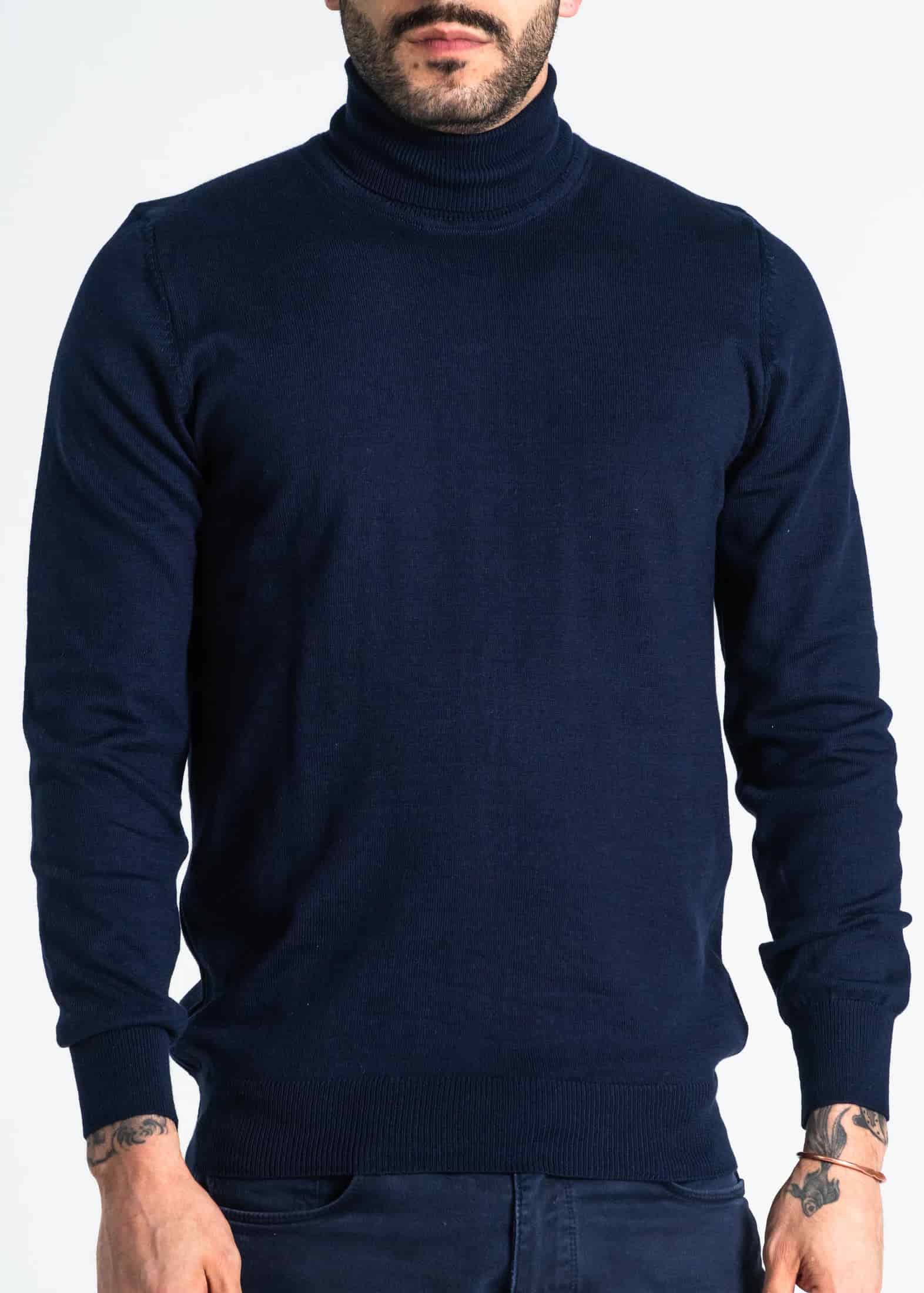 Jersey Cuello Alto Algodón Azul Oscuro - miniatura 8