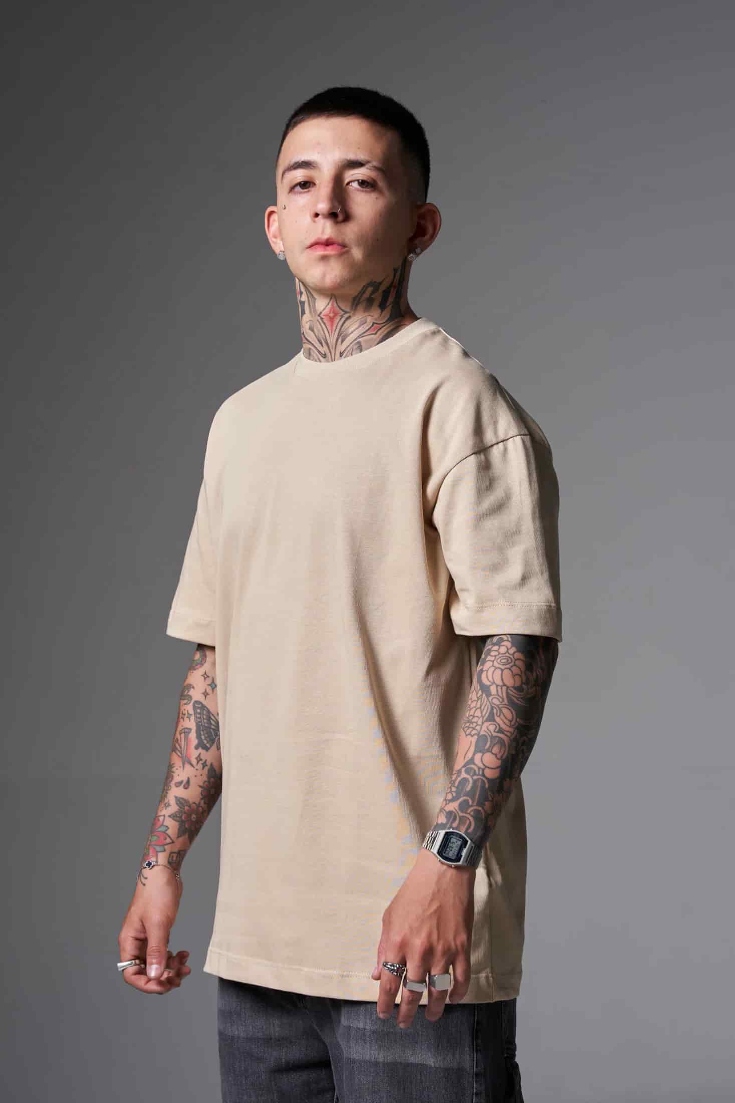 Camiseta 100% Algodón Peruano Camel Oversize 250 Gramos - miniatura 3