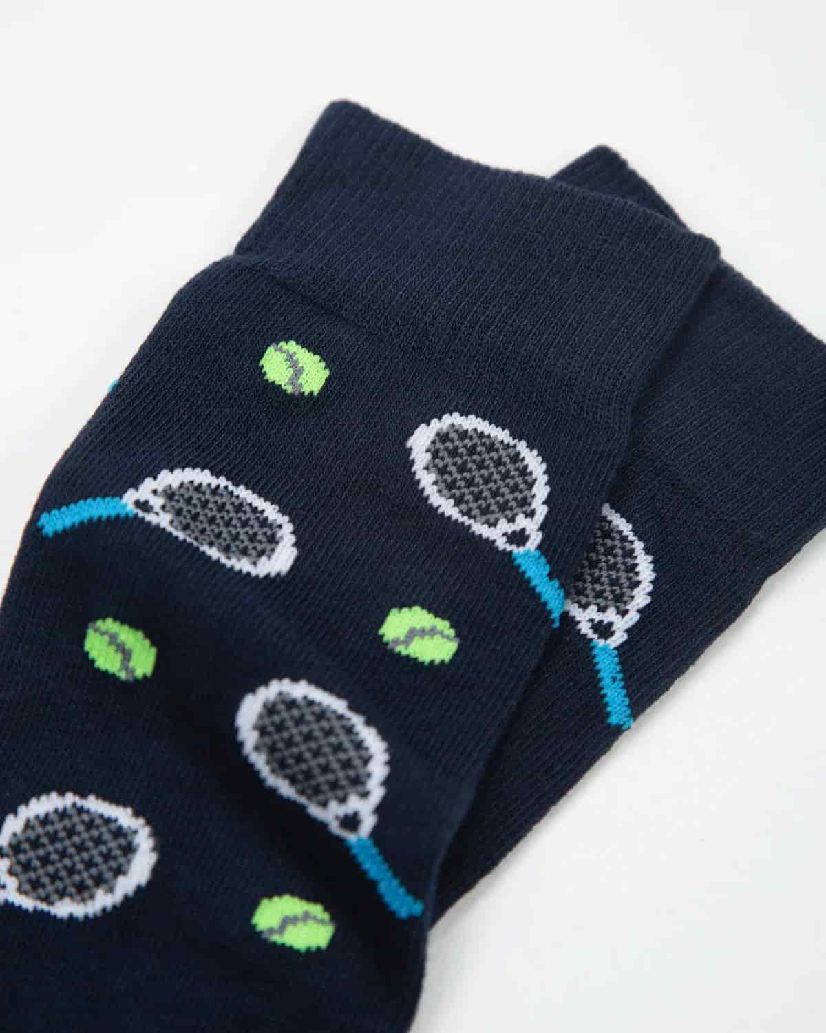 Medias Algodón Estampado Tenis - Fondo Azul - miniatura 2