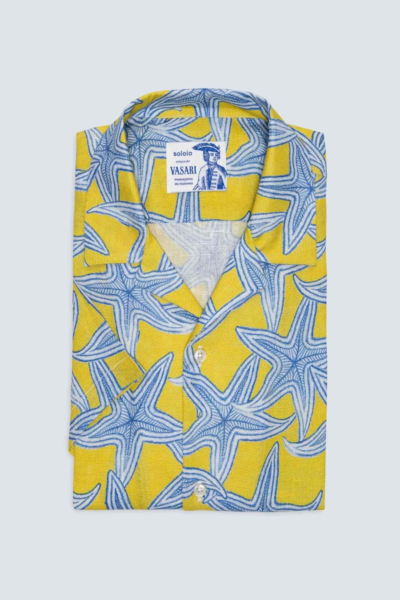 Men's linen shirt yellow intaglio - miniatura 6