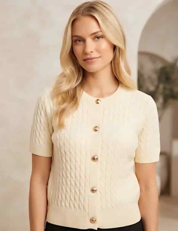 Blusa Tejida Botón Dorado - miniatura 1