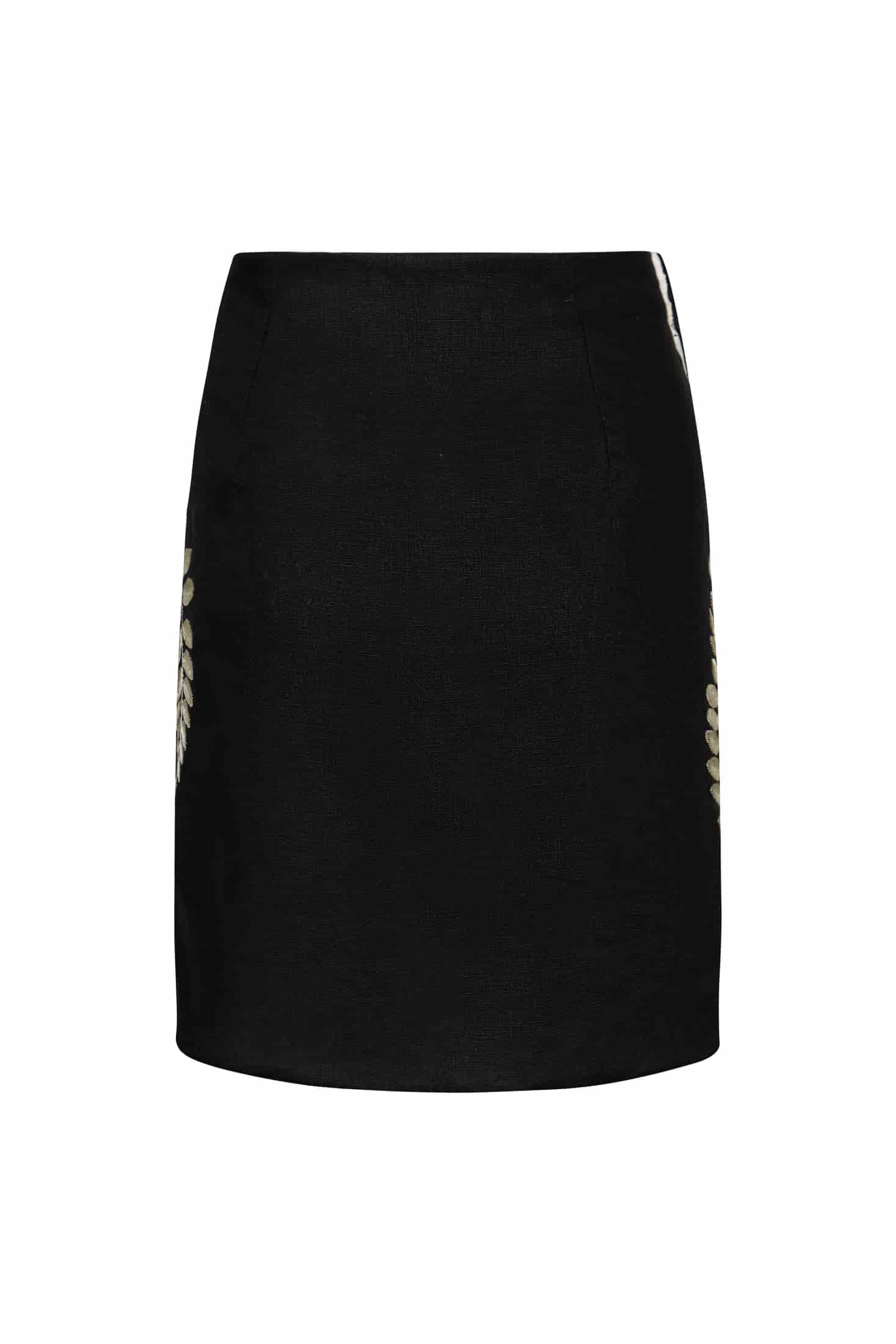 Guainia Embroidered Linen Mini Skirt / Black - miniatura 3