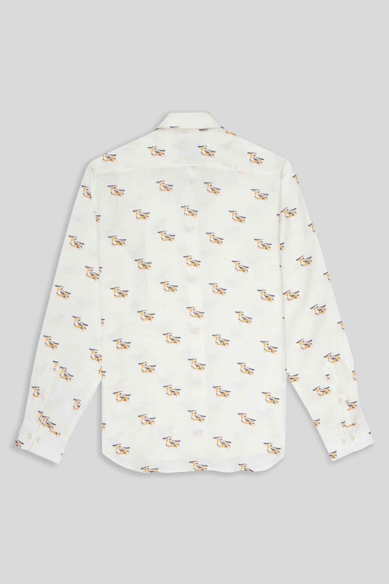 Men's white linen mushroom shirt - miniatura 2