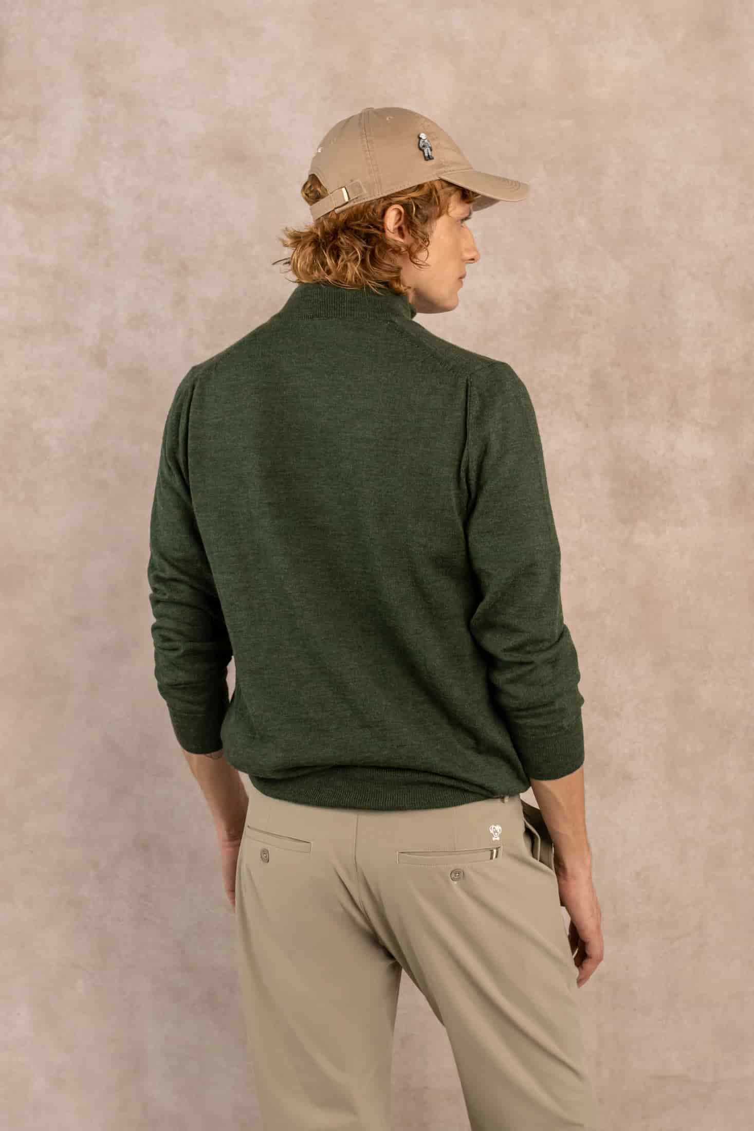Halfzip Merino Antiarrugas Verde Militar - miniatura 4