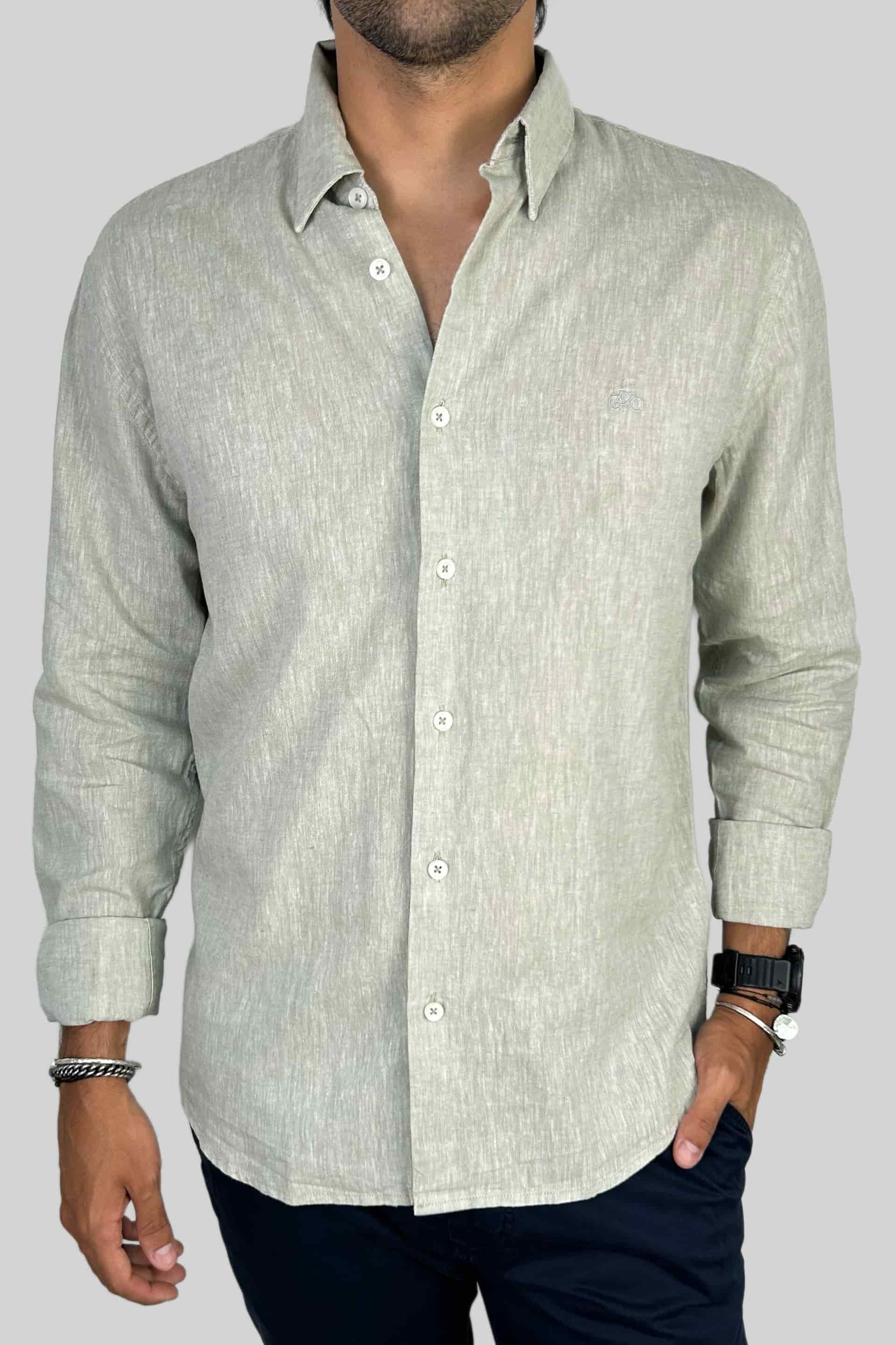 CAMISA LINO OLIVA - miniatura 3