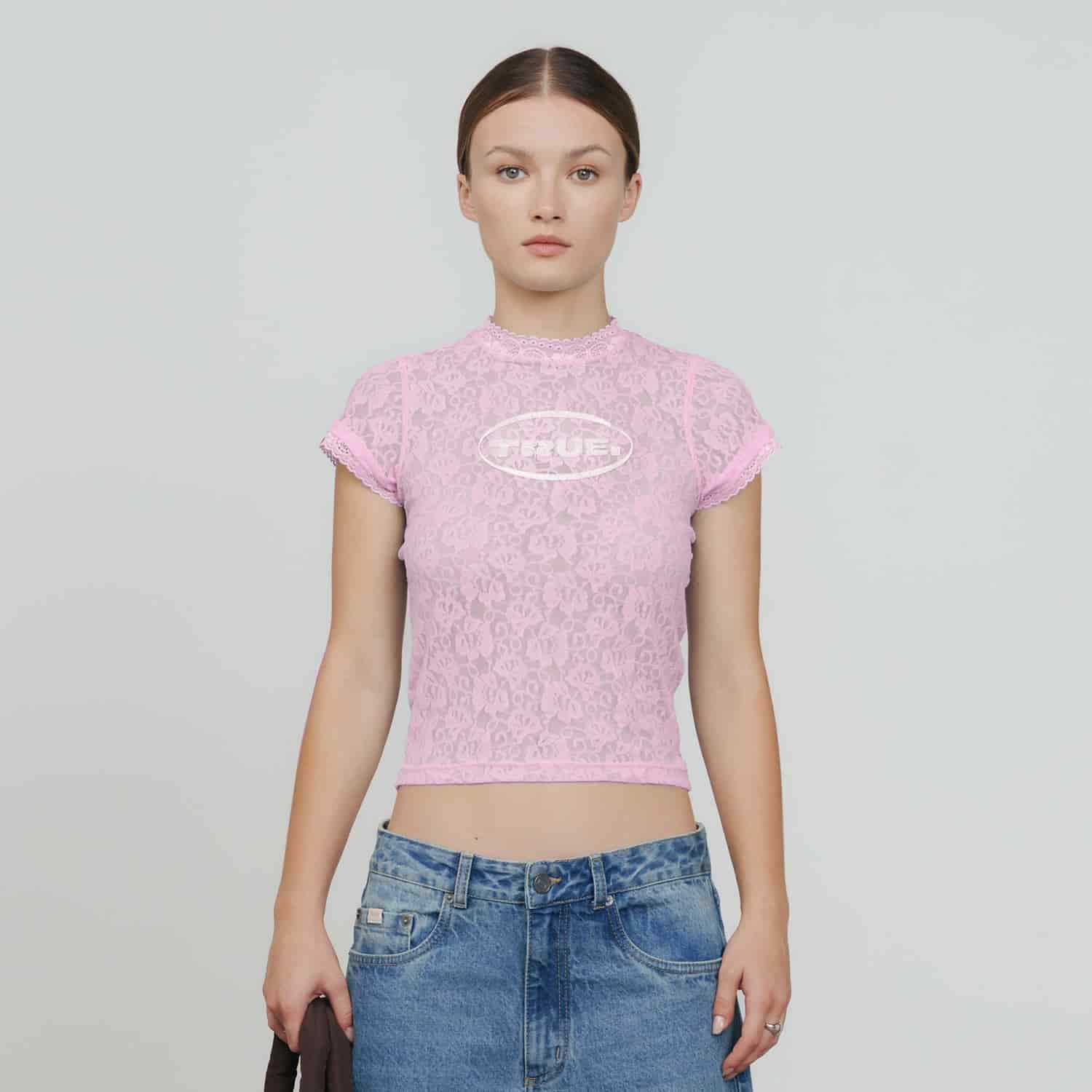 Floral Lace Baby Tee - Pink - miniatura 2