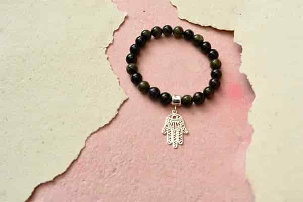 Pulsera Obsidiana dije mano hamsa - miniatura 2