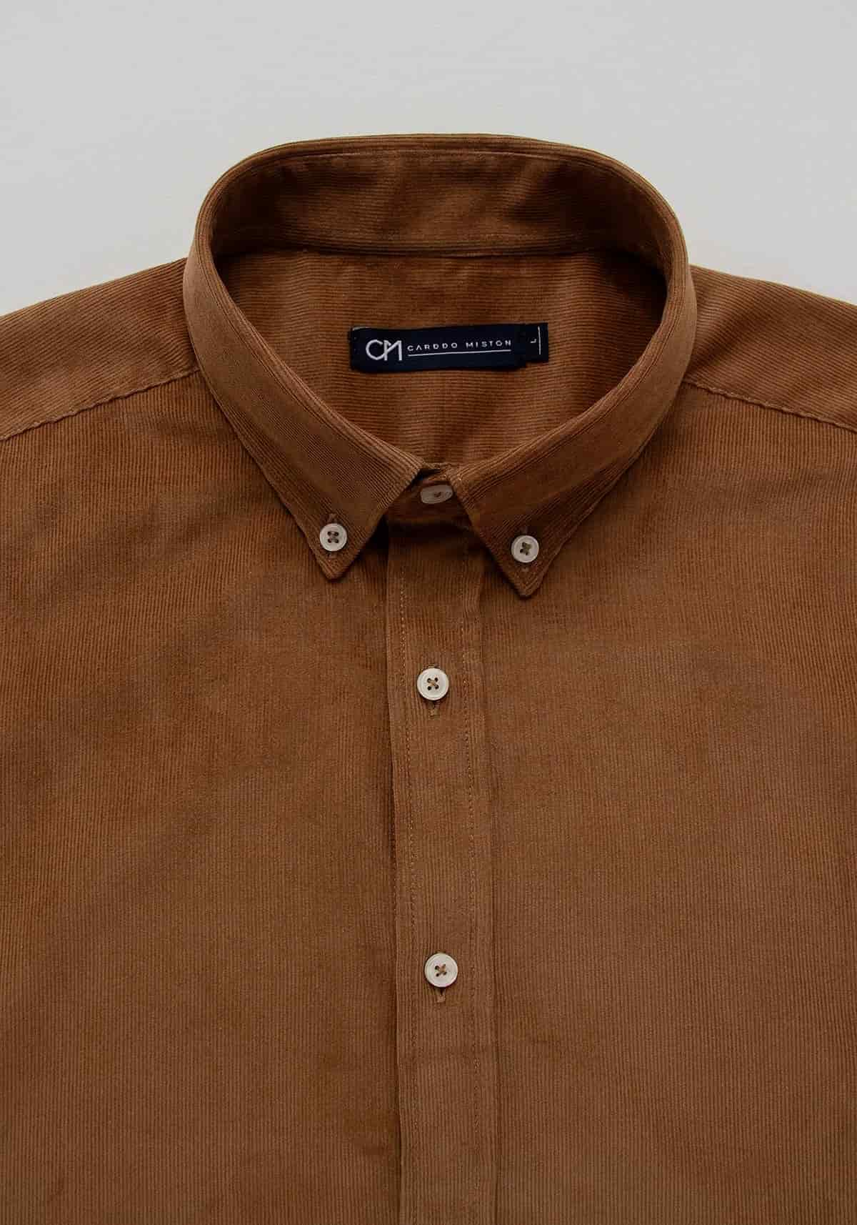 Camisa Micropana Botón Contraste Algodón Caramelo - miniatura 2