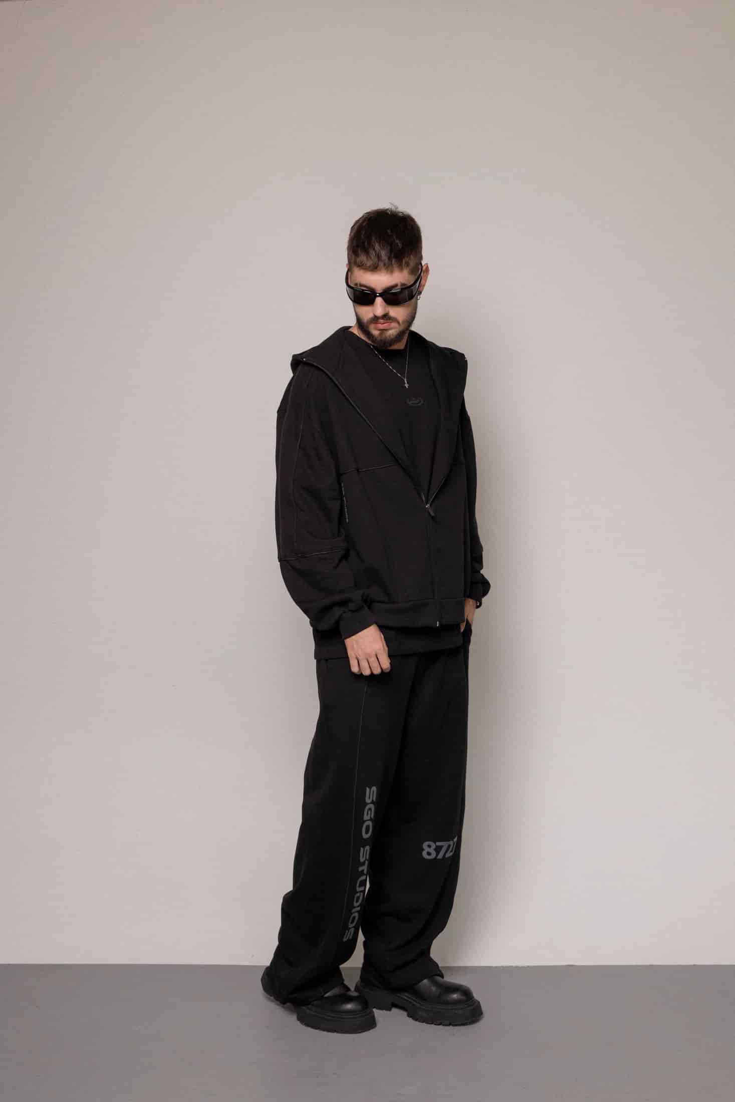 SET HOODIE Y SUDADERA 8727 -NEGRO - miniatura 2