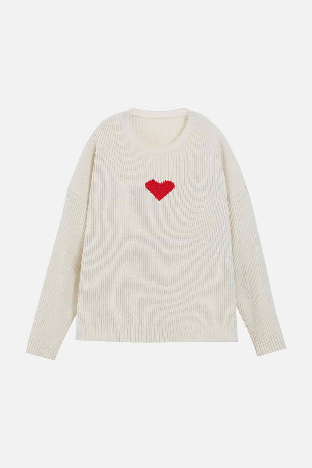 FUZZY HEART SWEATER IVORY - miniatura 1