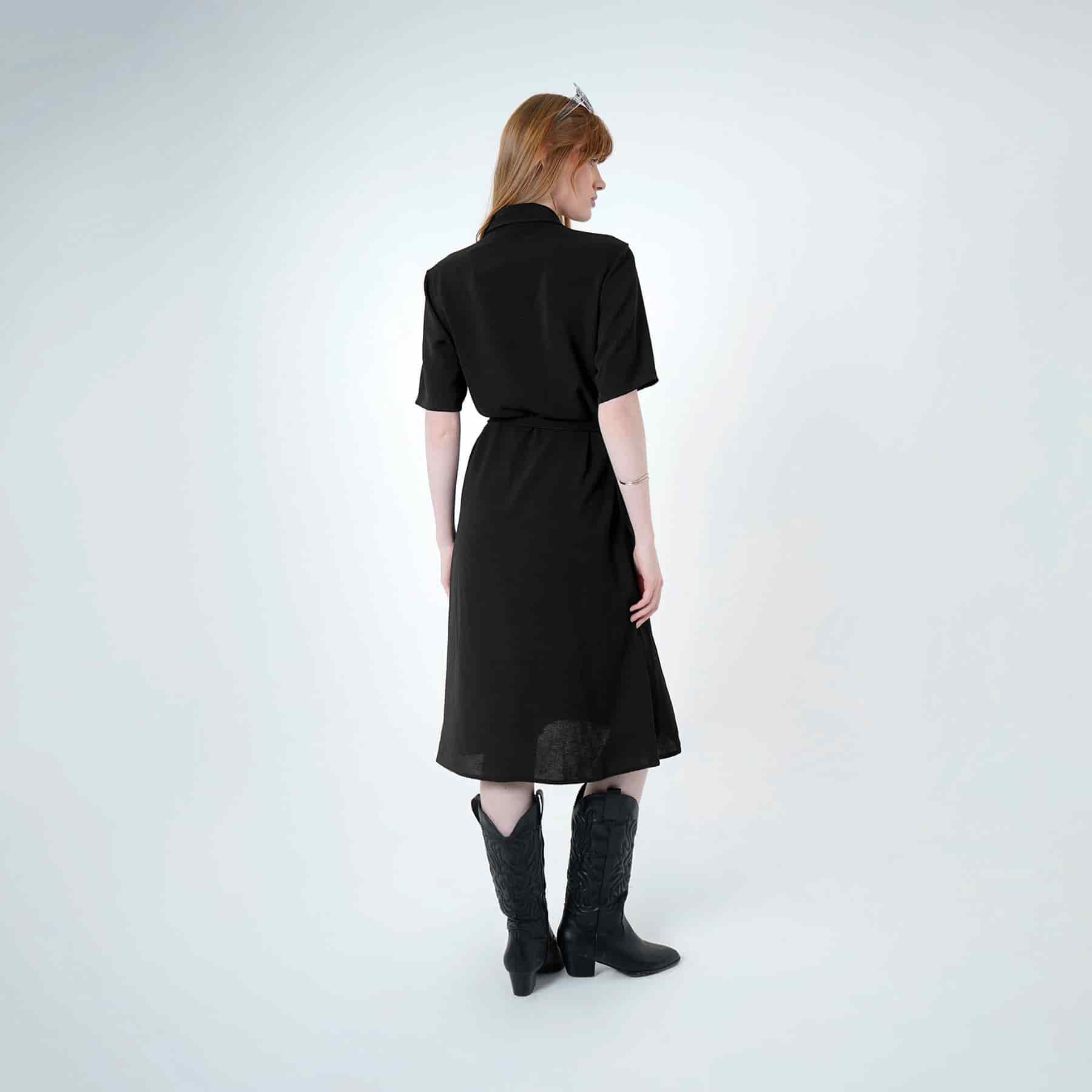 Vestido camisero midi con lazo para ajustar en cintura - miniatura 7