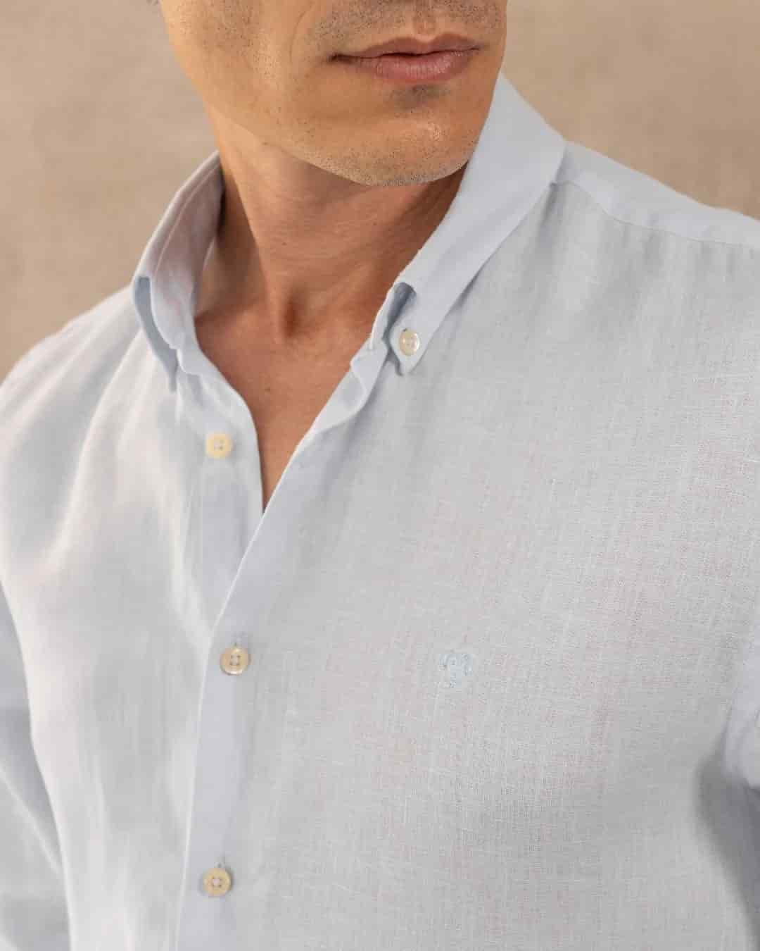 Camisa Antimanchas Lino Azul Capri - miniatura 2