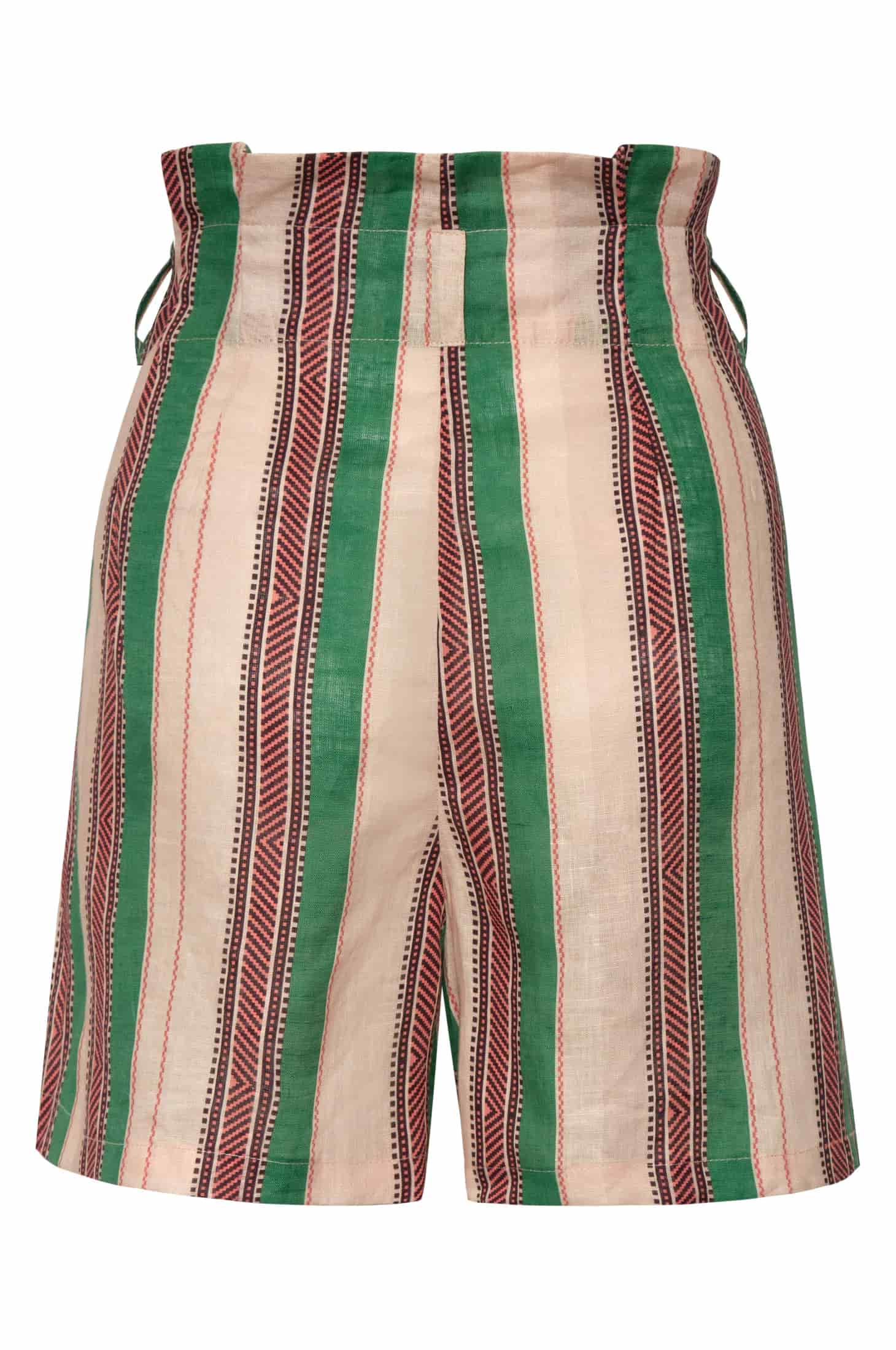 San Camilo Linen Short / Green Artisanal Stripes - miniatura 3
