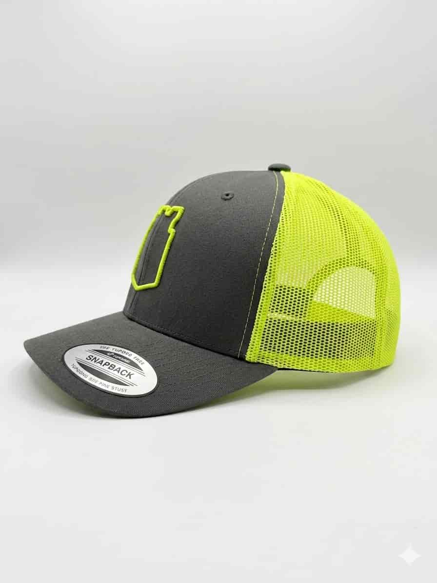 GORRA GRIS MALLA VERDE LIMON - miniatura 2