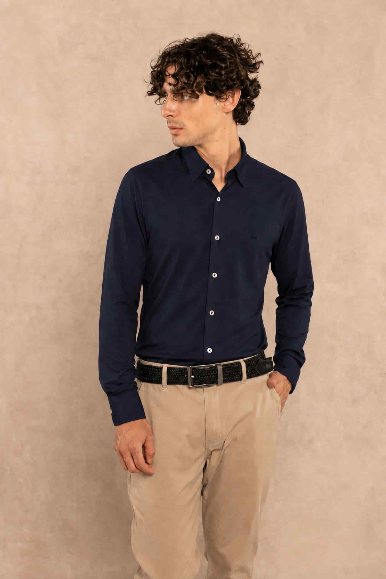 Camisa Performance Oxford Azul Oscuro - miniatura 3
