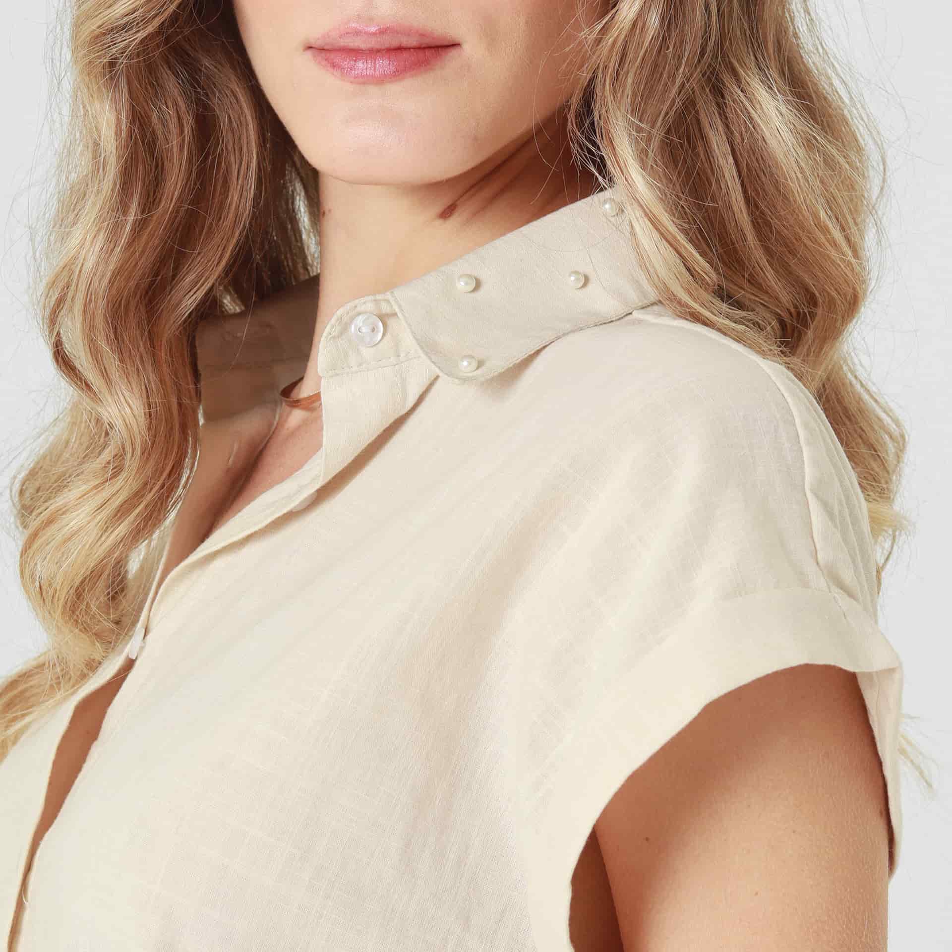 Blusa Cuello Camisero Manga Corta - miniatura 5