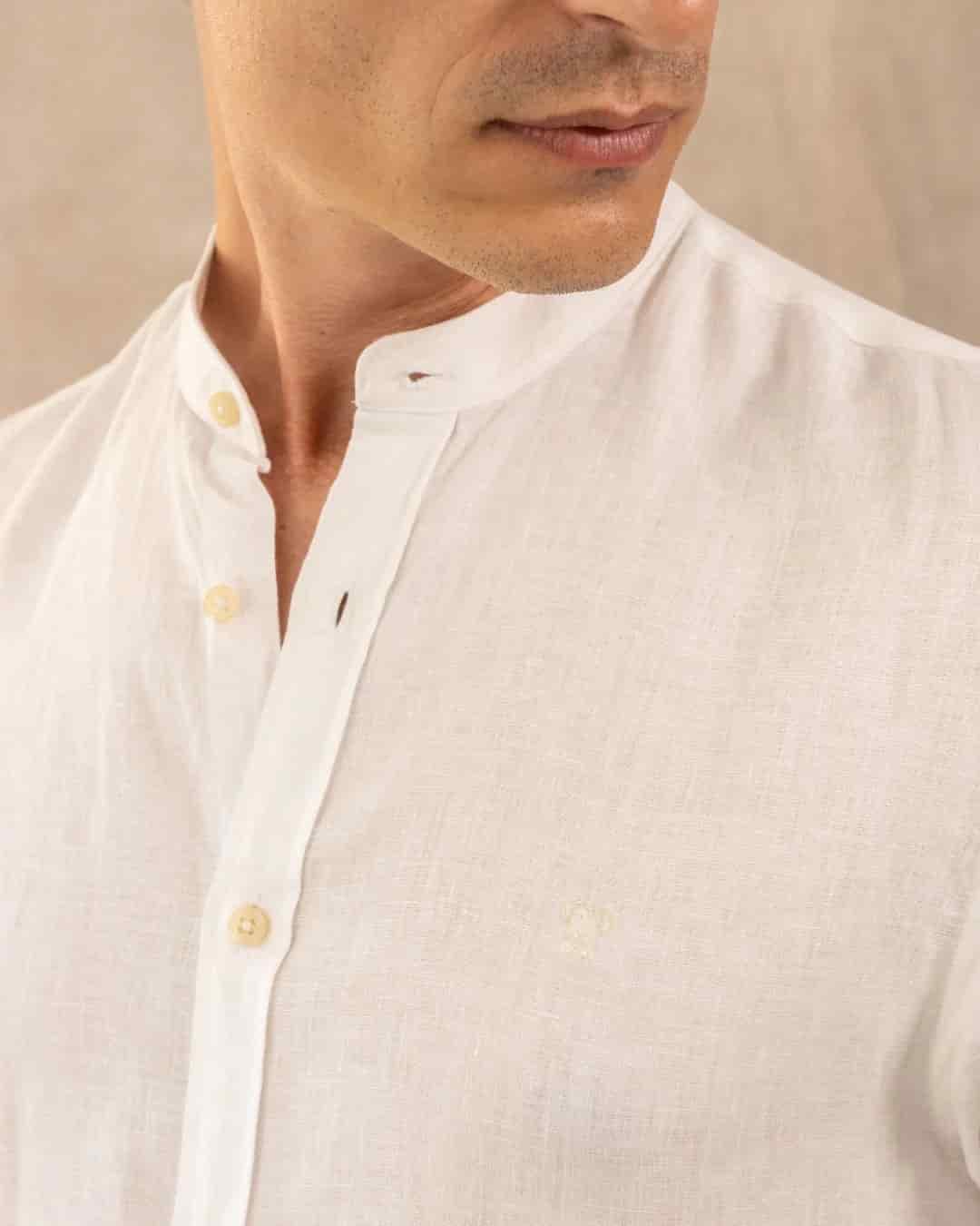 Camisa Lino Cuello Neru  Blanco - miniatura 2