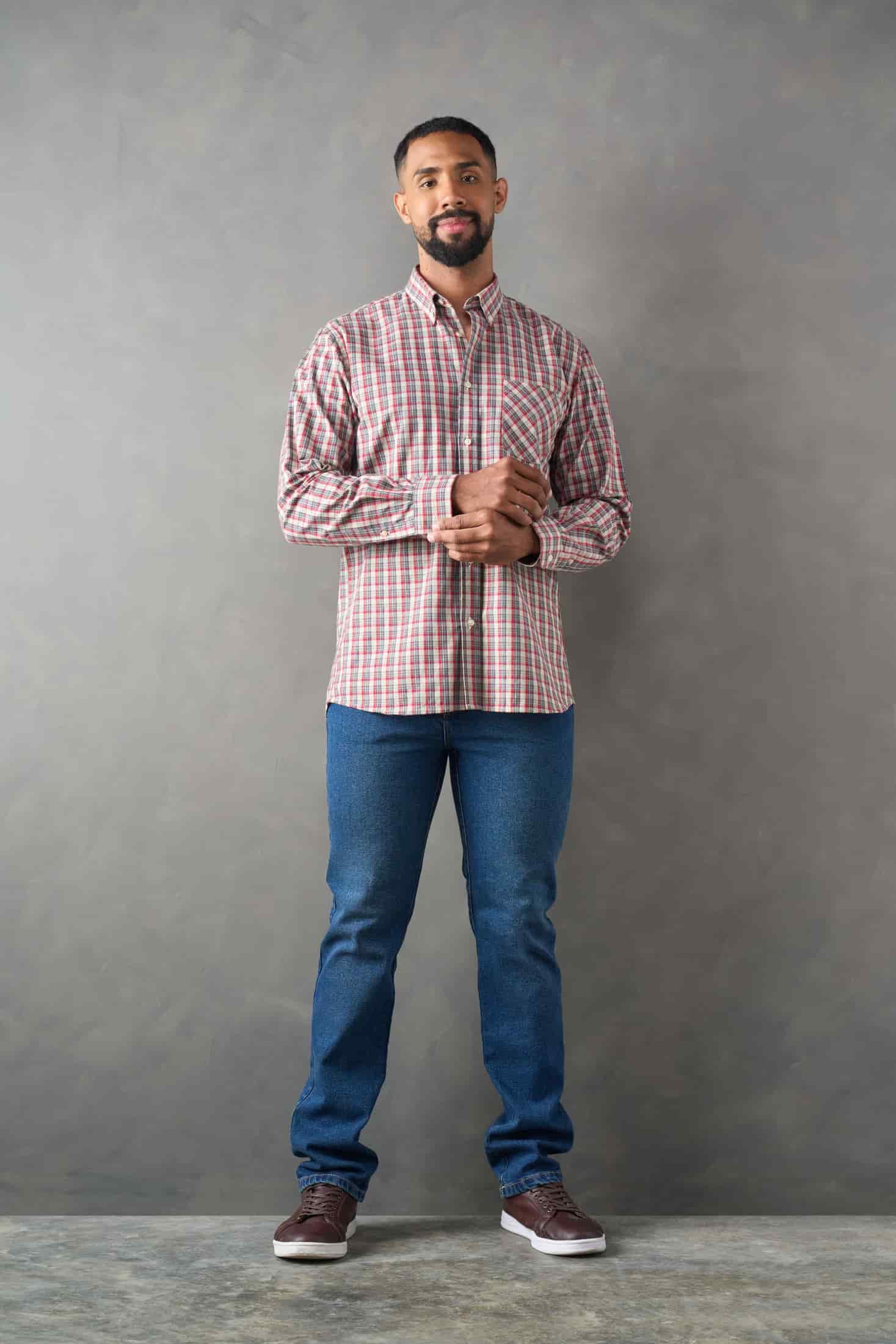 Camisa manga larga regular fit rojo - miniatura 4