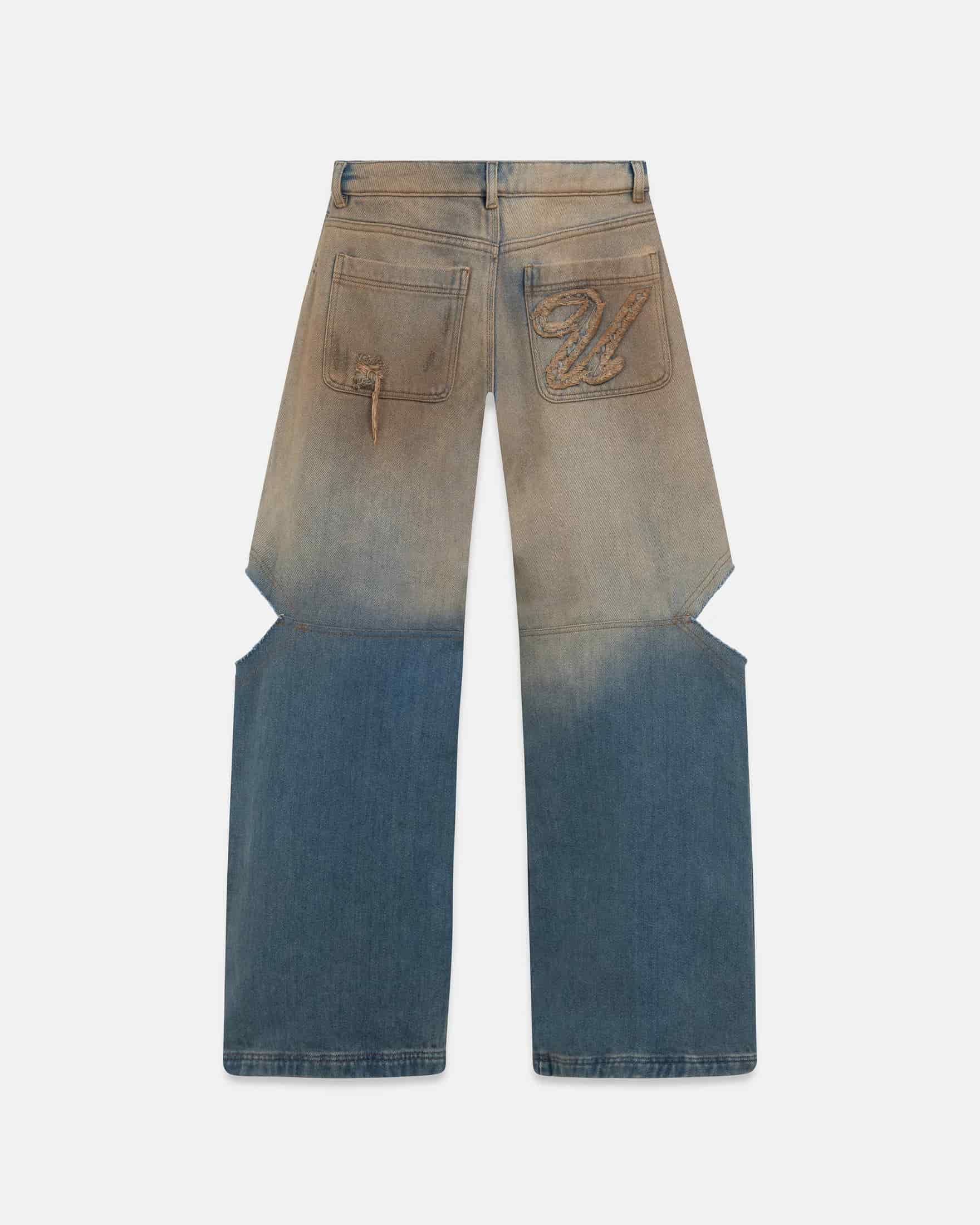 W Holy State Split Knee Wide Jeans Sand Blue - miniatura 3