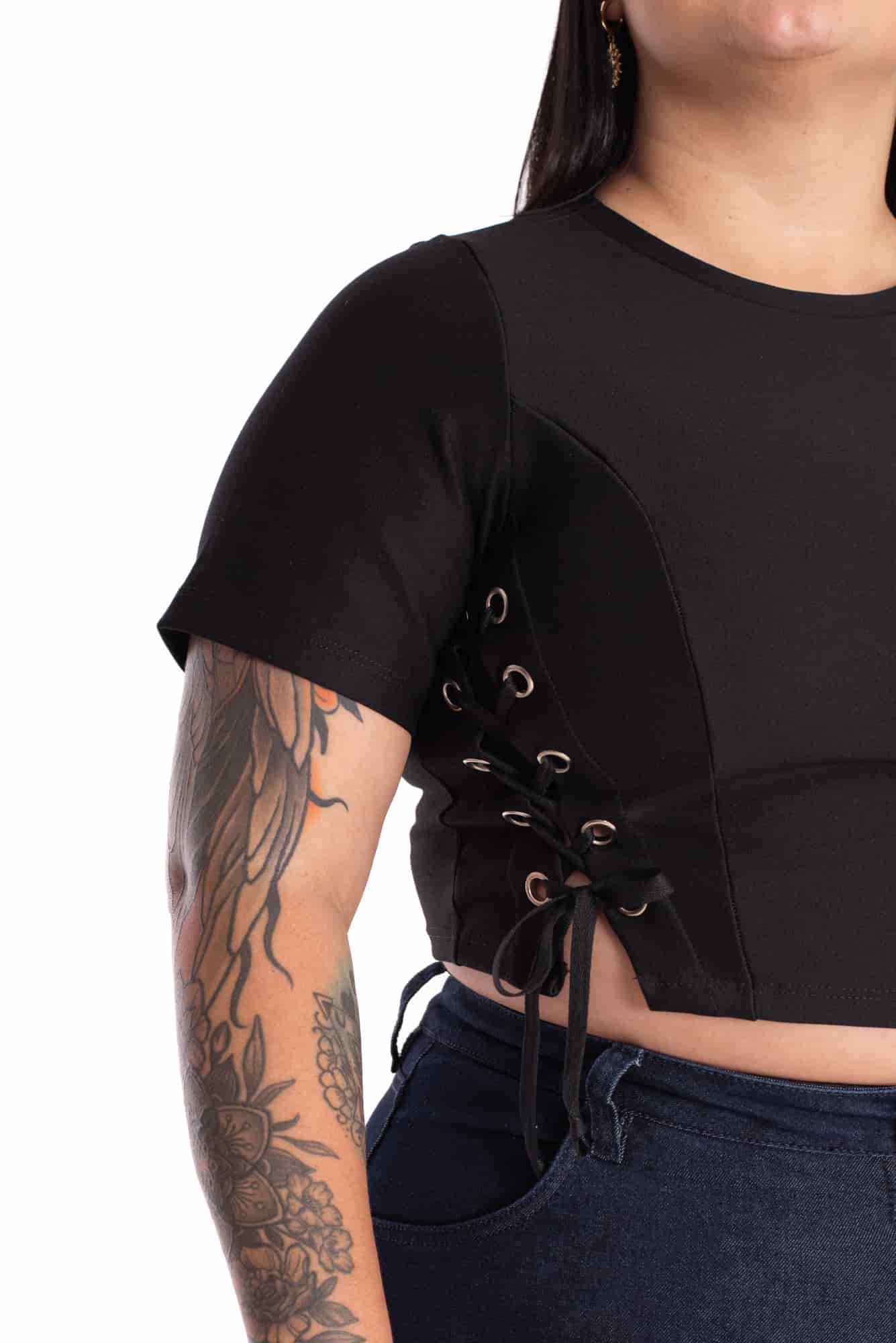 Crop Top Hoops Negro - miniatura 4