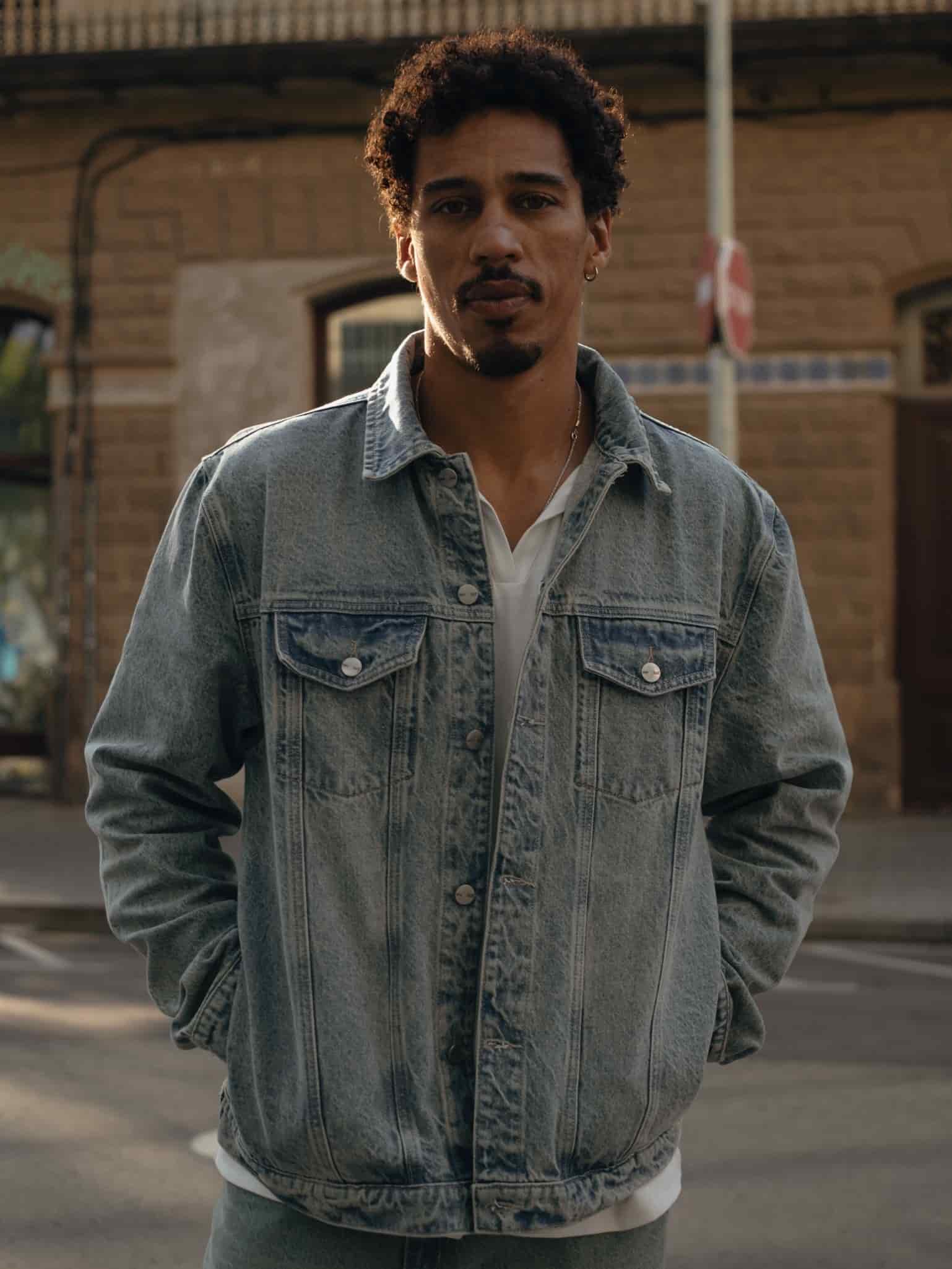 DENIM OVERSIZED JACKET - DIRTY CLEAR BLUE - miniatura 1