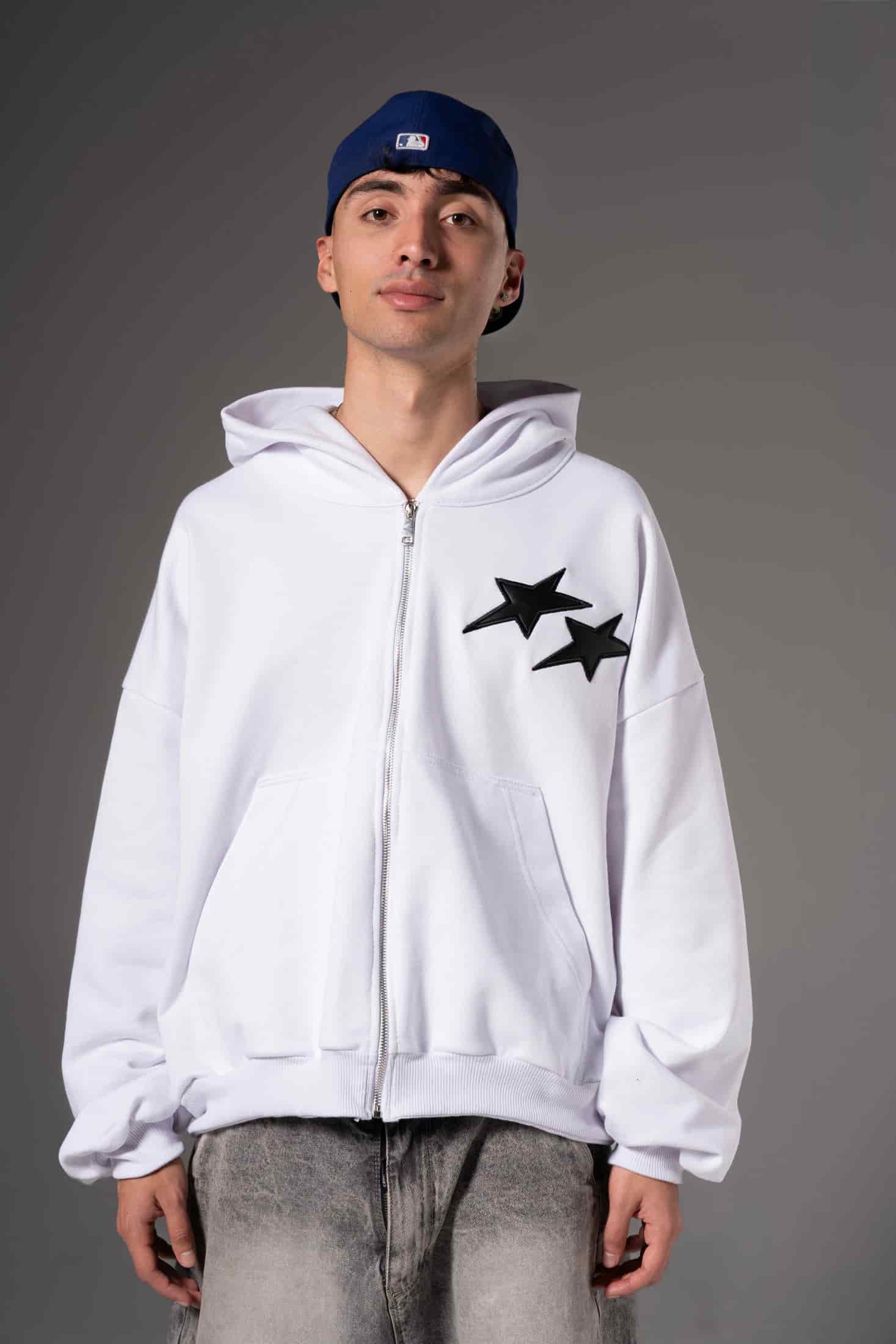 Double Zip Hoodie Boxy fit estrellas negras - miniatura 4