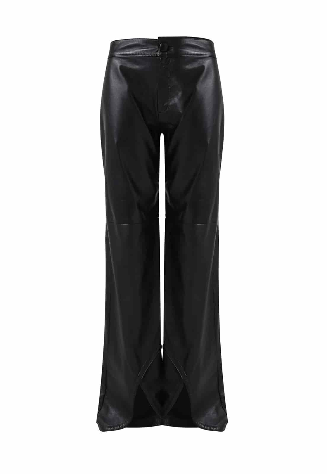 LEATHER CURVED CUT OUT BOOT TROUSERS - miniatura 1
