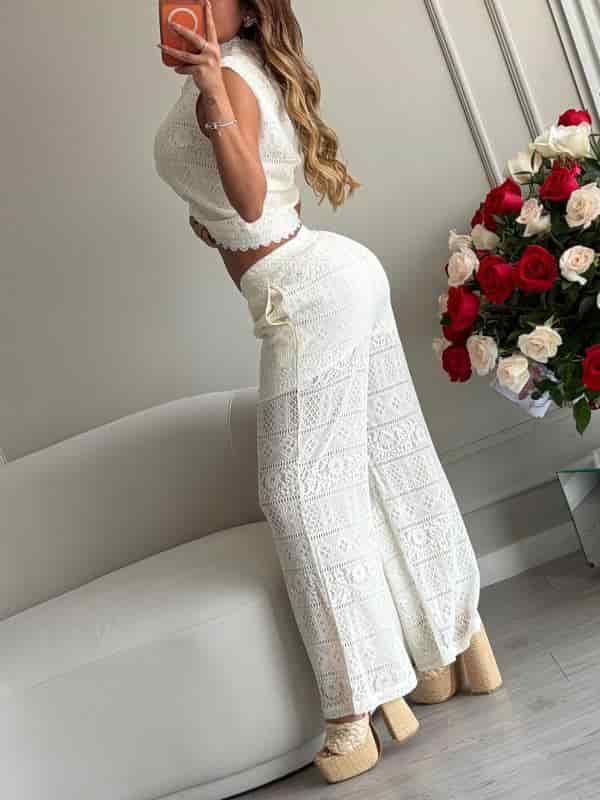 CONJUNTO CELINE BLANCO EN OJALILLO - miniatura 3