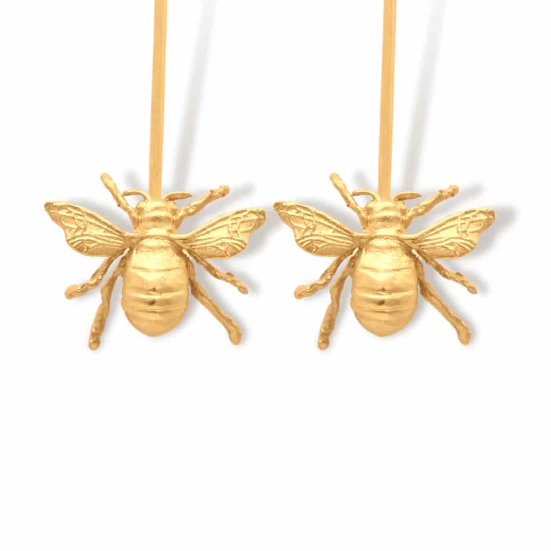 Aretes largos con abeja grande - miniatura 1