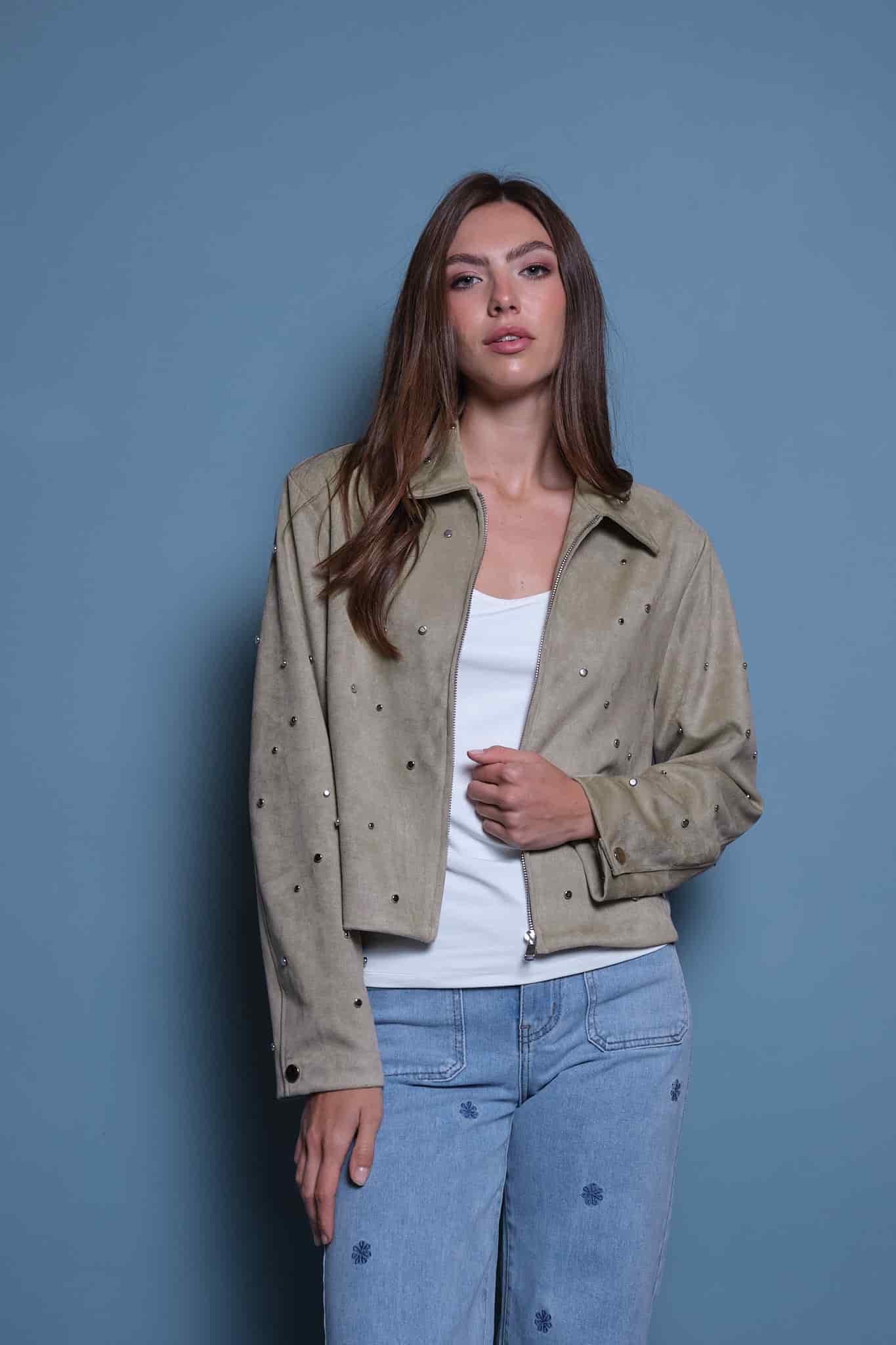 CHAQUETA GAMUZA VERDE TACHES - miniatura 4